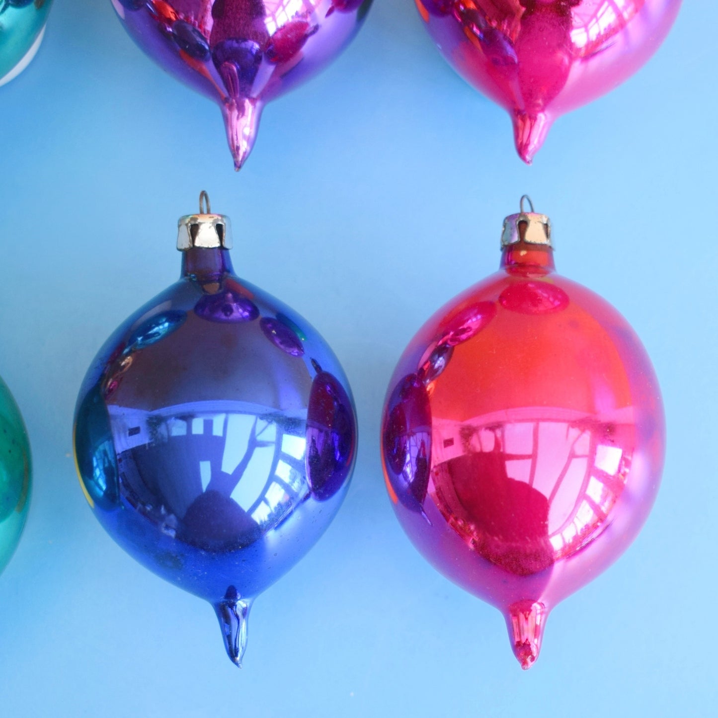 Vintage 1970s Glass Christmas Baubles - Woolworths - Droplets x10