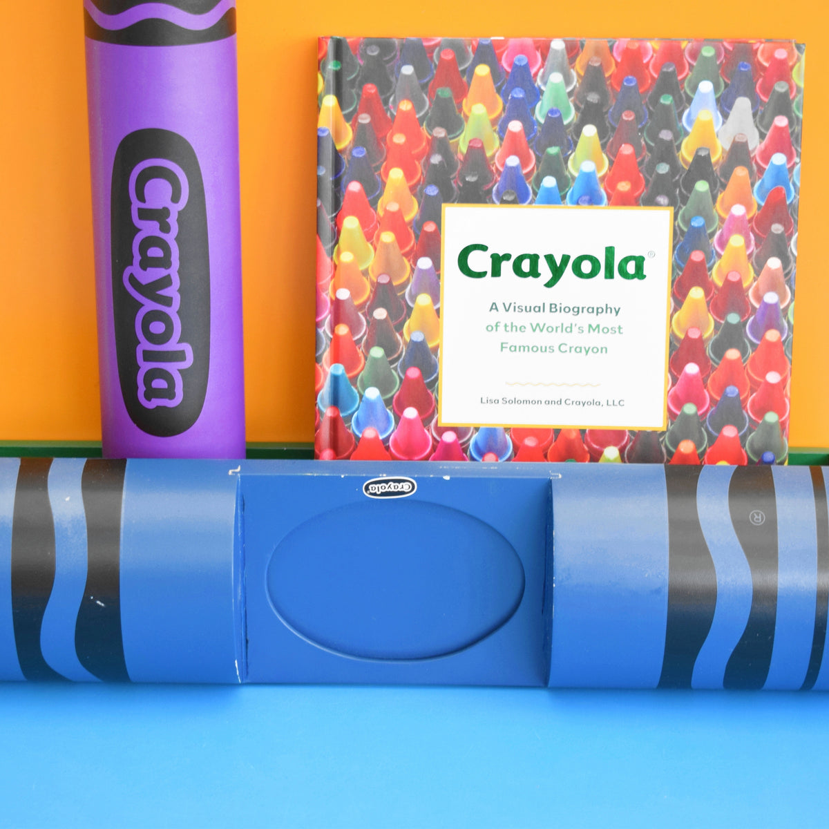 Vintage 1990s Crayon Shelf - Pop Art - USA - Red Or Blue Crayola by Vintage