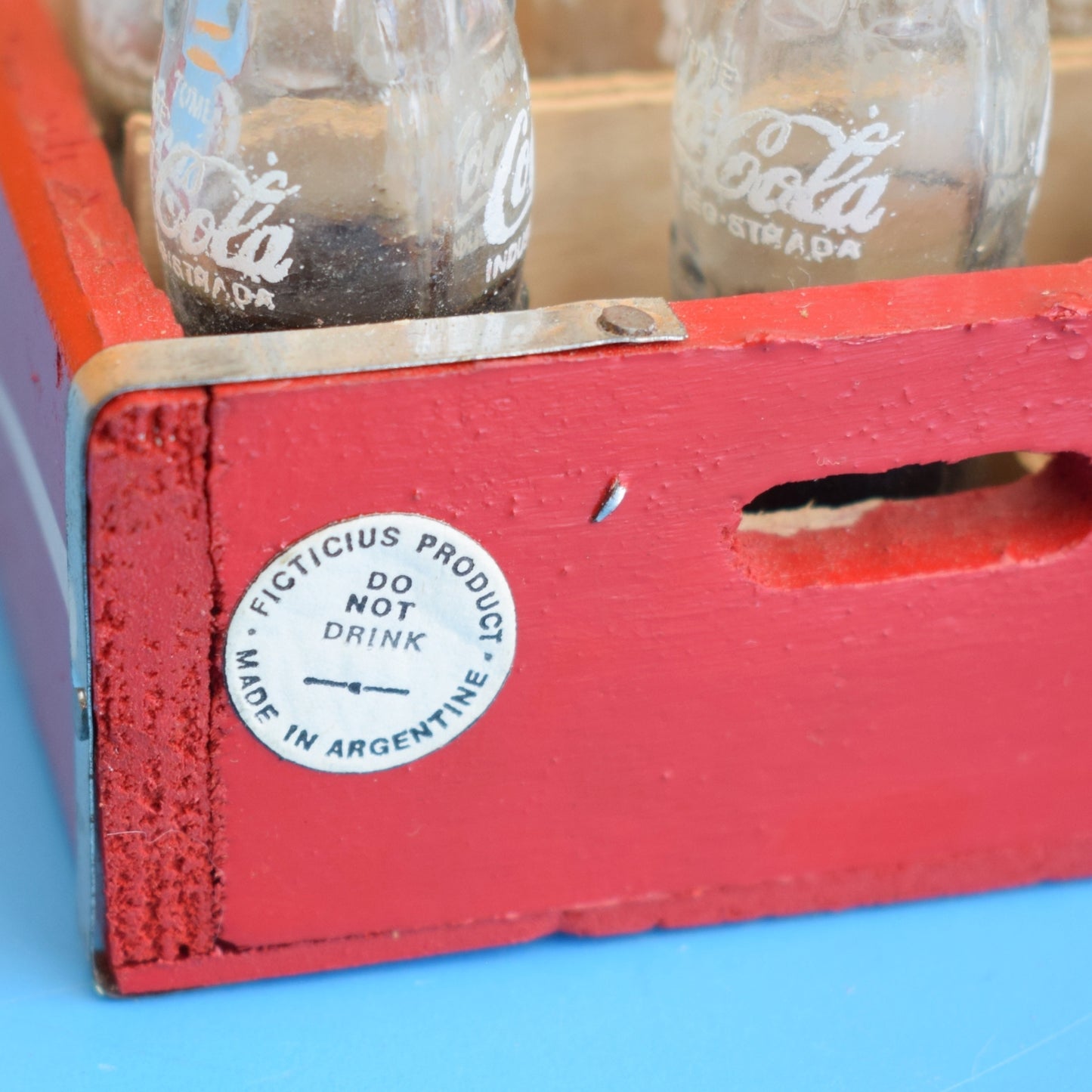 Vintage 1970s Mini 8 Glass Bottles In Crate - Coke/ Coca-Cola - Rare