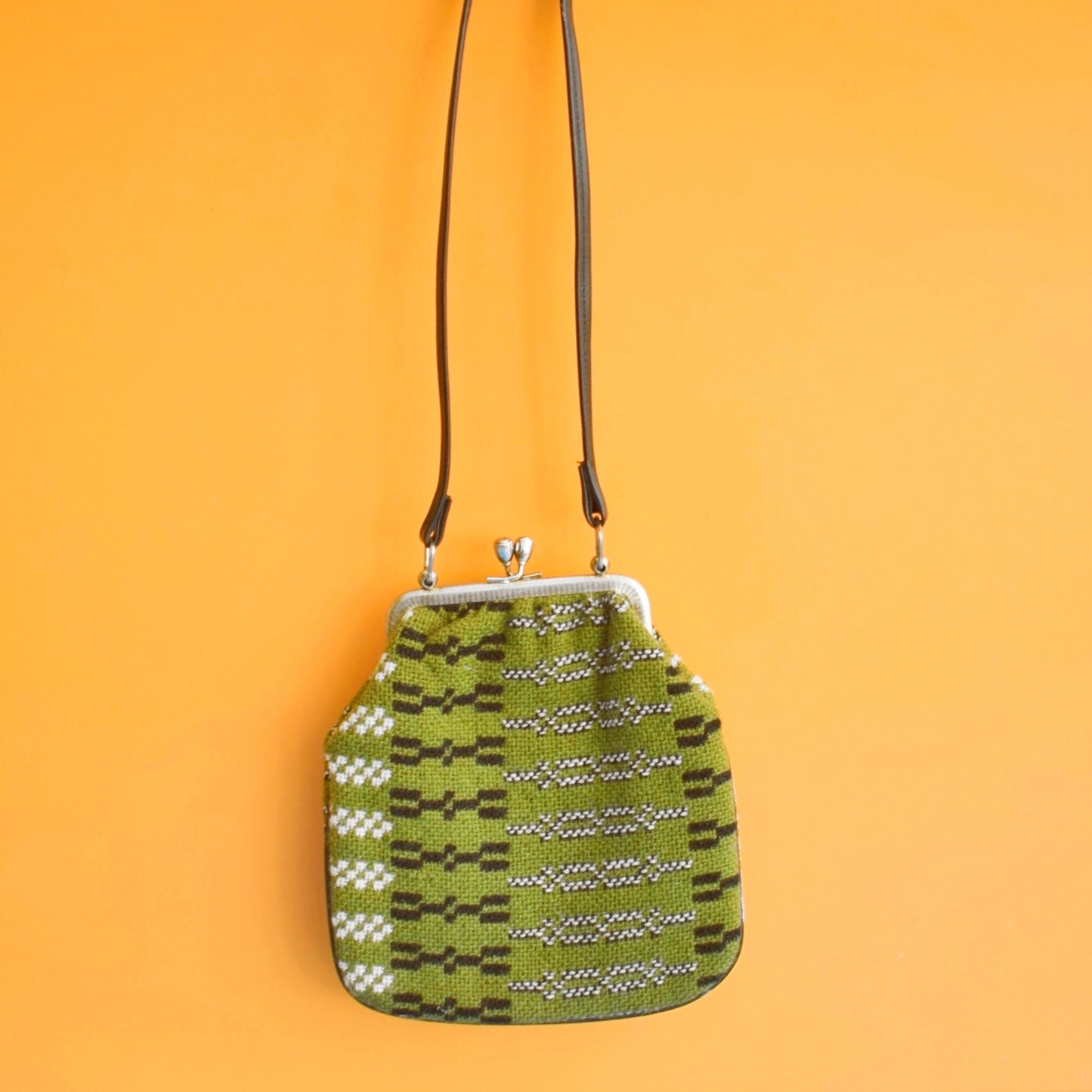 Vintage 1960s Welsh Tapestry Handbag - Green / Black