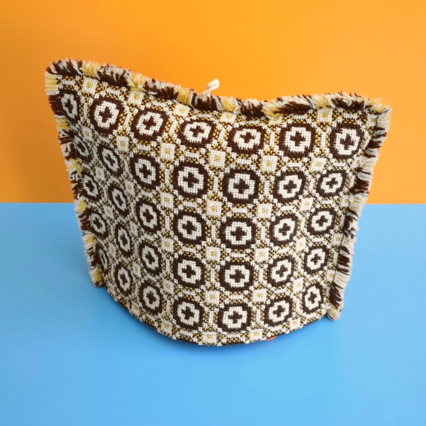 Vintage 1960s Welsh Tapestry Tea Cosy - Brown