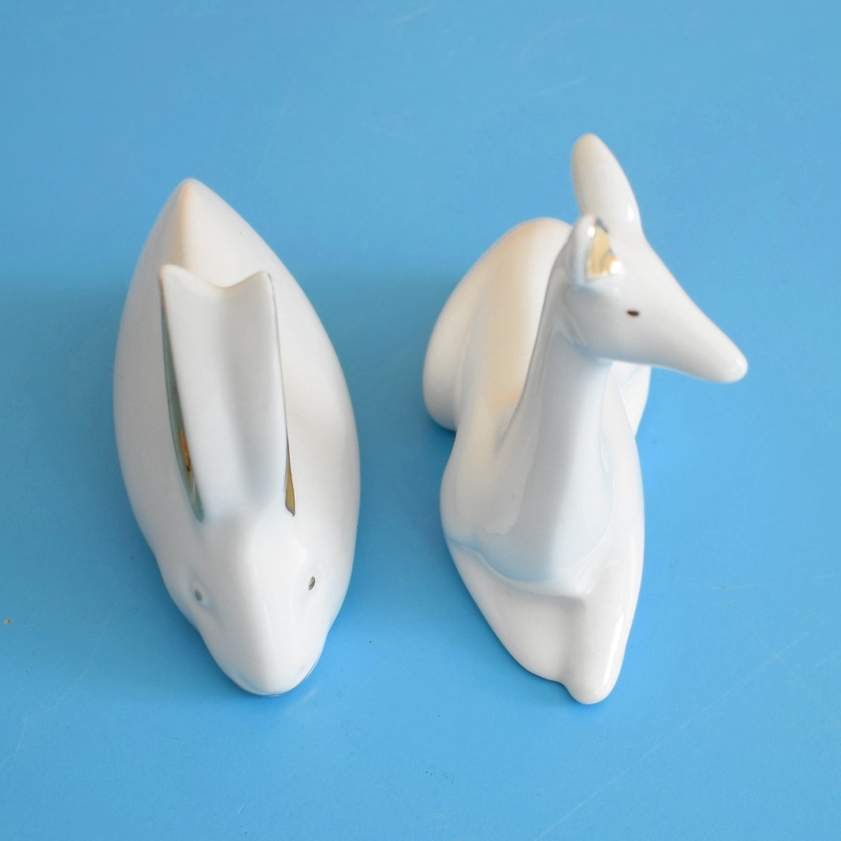 Vintage 1970s La Reine Royal Porcelain Ornaments - Spain - Rabbit / Deer by Vintage