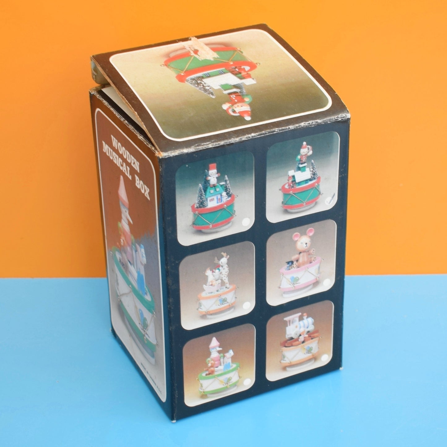 Vintage 1980s Musical Wooden Christmas Ornament