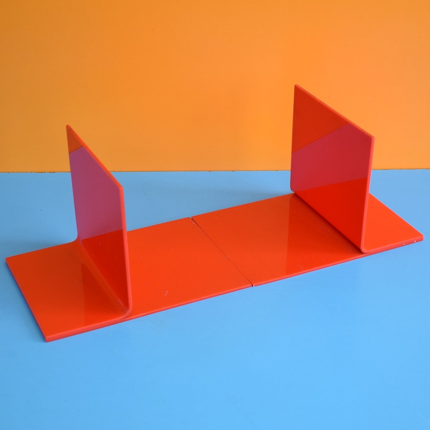 Vintage 1970s Plastic Bookends - Glossy Red Plastic by Pineapple Retro