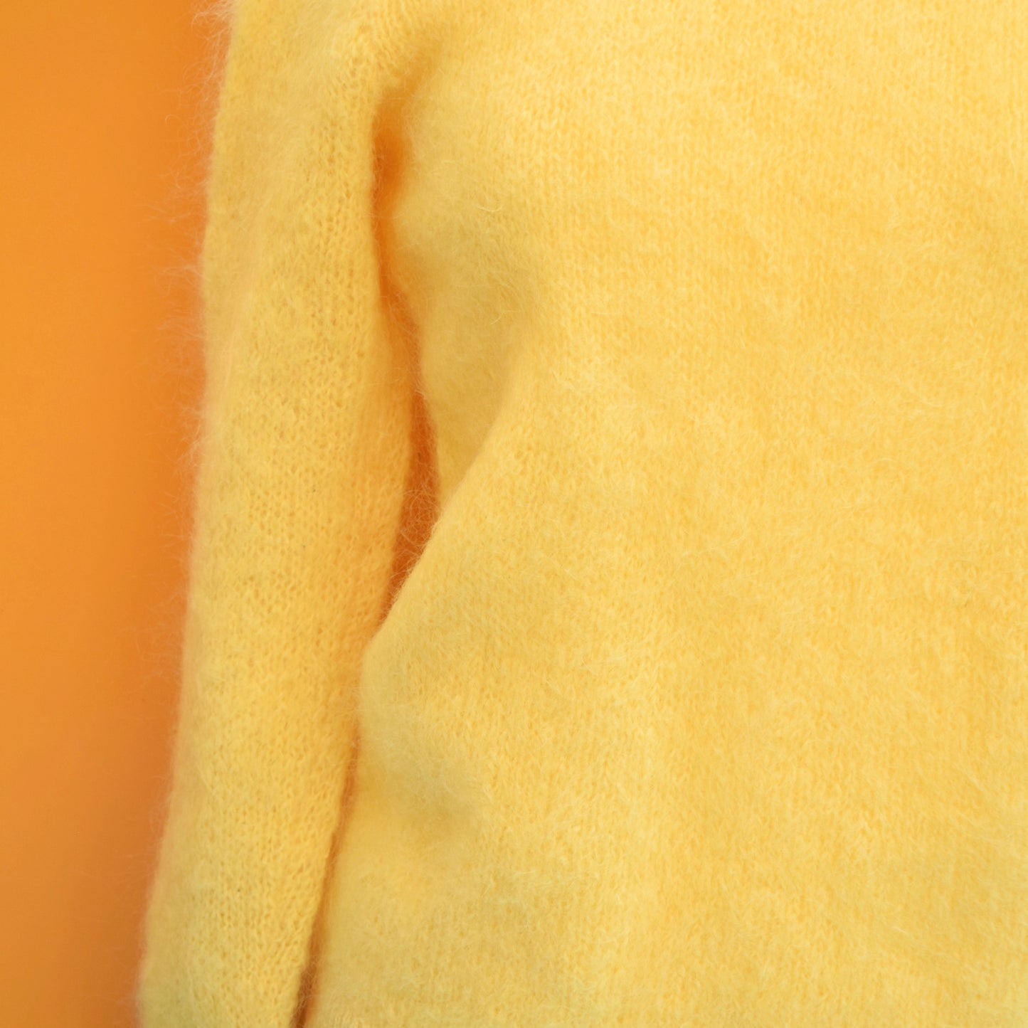 Vintage 1970s Warm Hand Knitted Mohair Jumper- Yellow