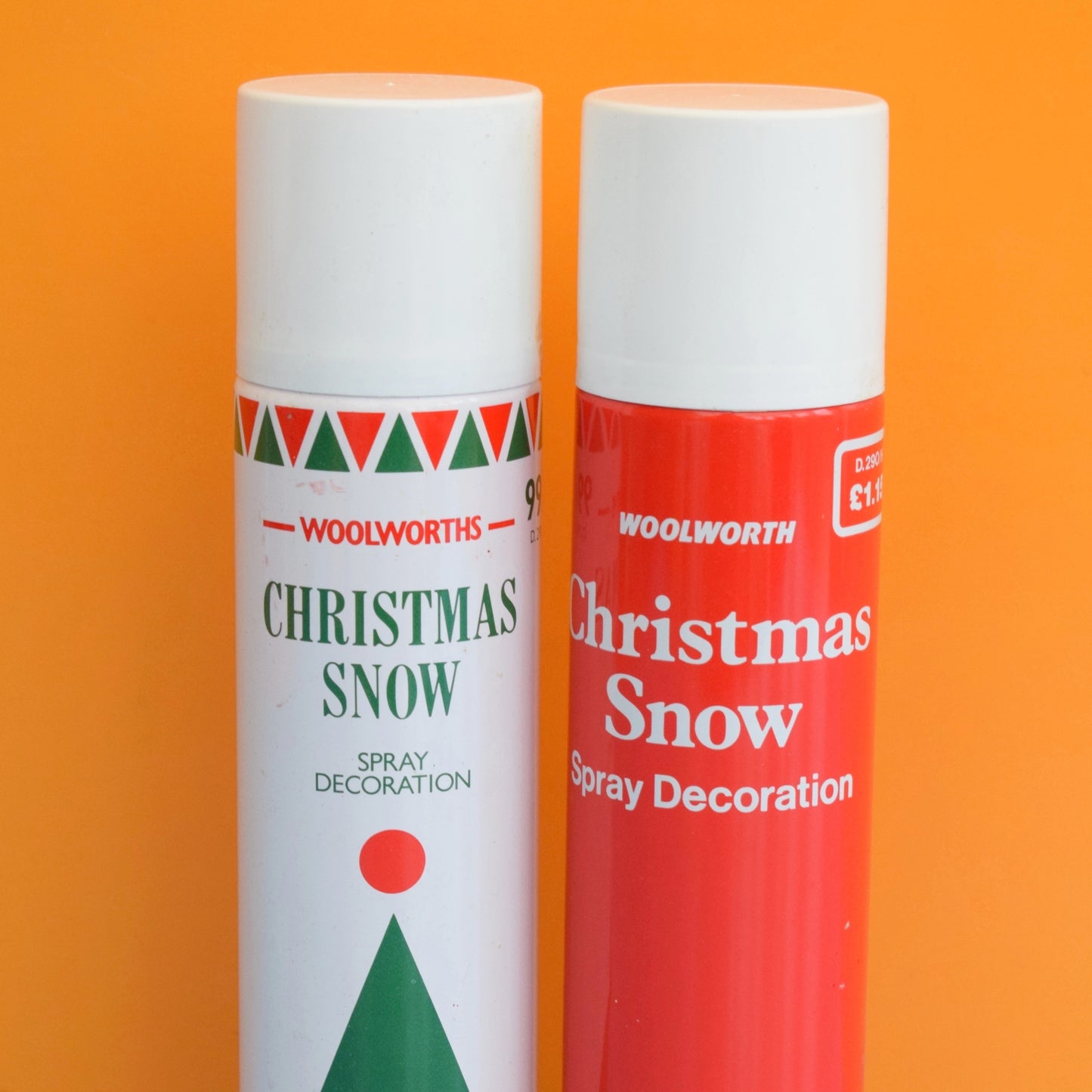 Vintage 1980s Christmas Spray Snow Cans x2 - Woolworths