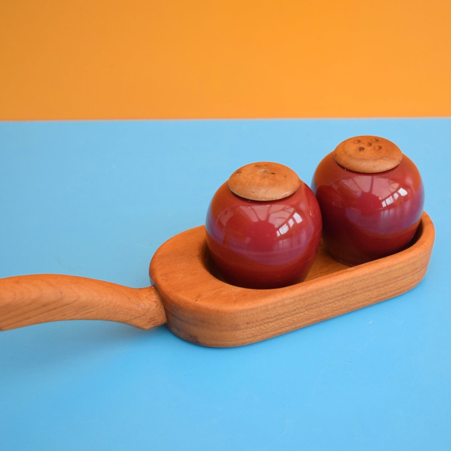 Vintage 1960s Salt & Pepper On Teak Stand - Jie Gantofta - Sweden