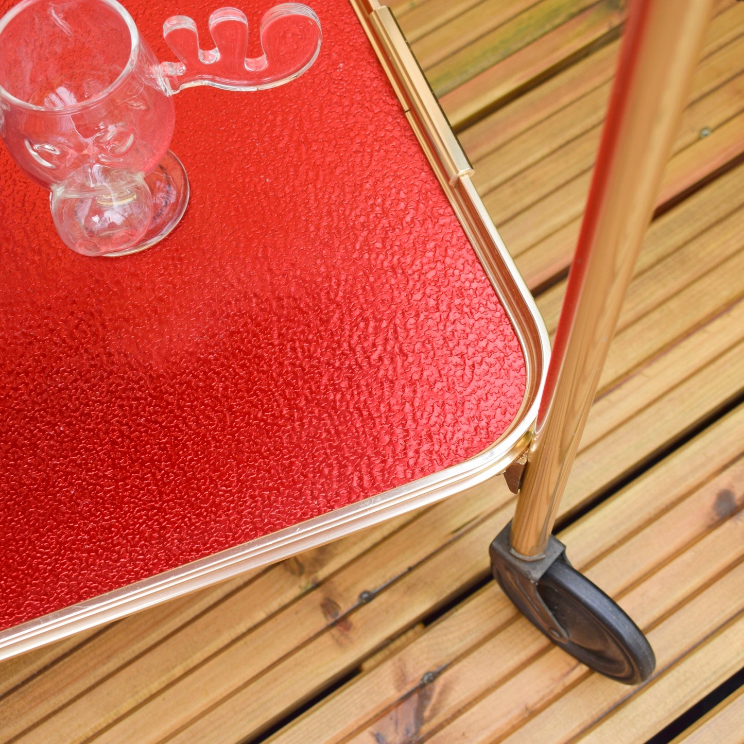 Vintage 1950s Aluminium Drinks/ Plant / Display Trolley - Red