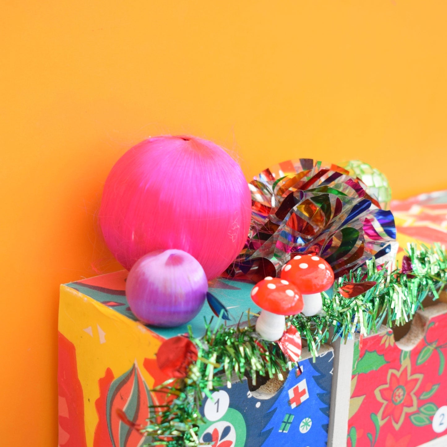 Unique Wooden Multi Drawer Filled Advent Calendar - Vintage Papers - Patchwork