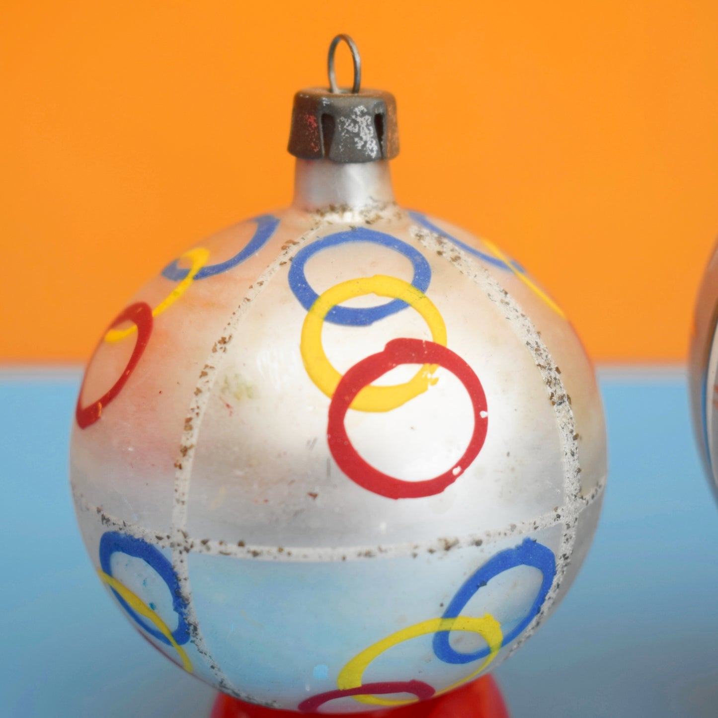 Vintage 1950s Glass Christmas Baubles - Hand Painted Designs