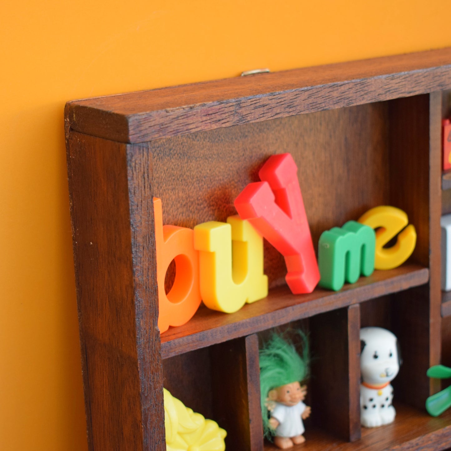 Vintage 1970s Wooden Printers Style Tray - Collection Display - Dark Wood