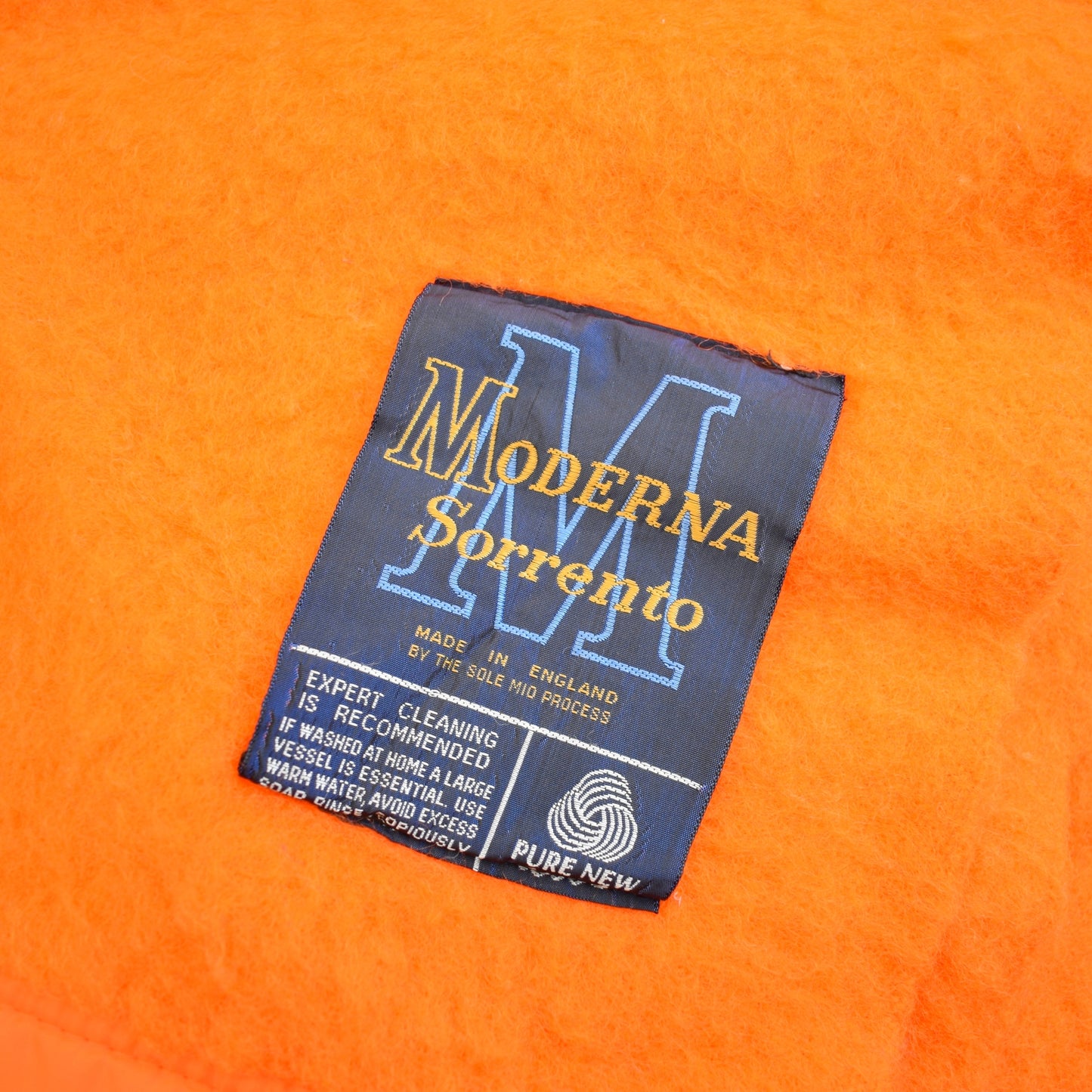 Vintage 1960s Blanket - Bright Orange Wool - Large