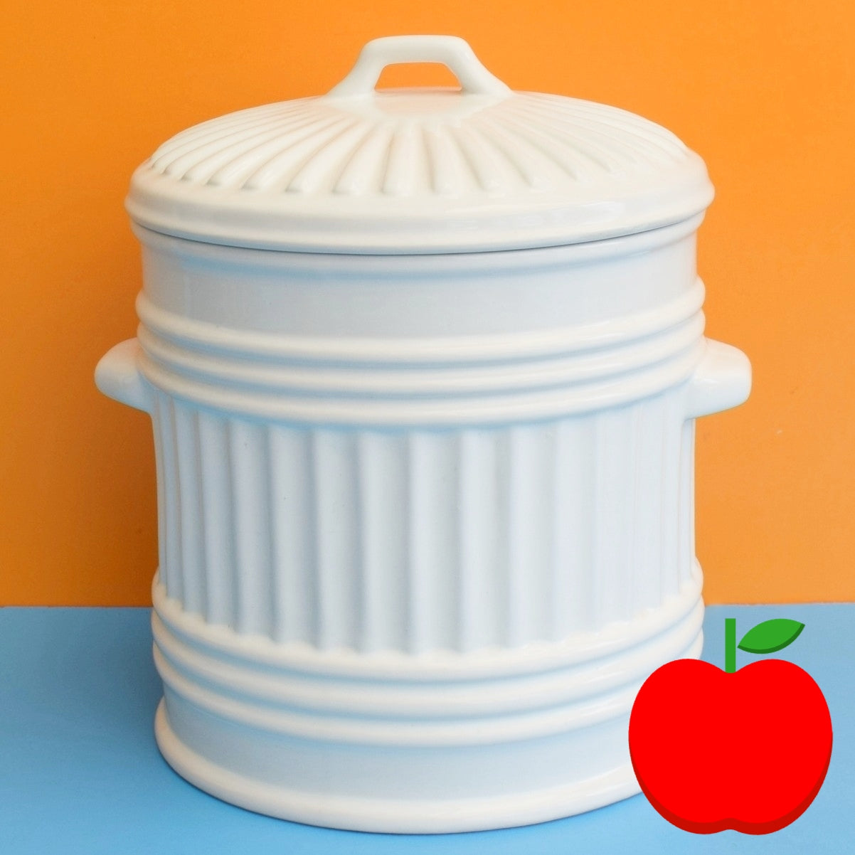 Vintage 1980s Ceramic Dustbin Biscuit Jar - Glastonbury Galleries