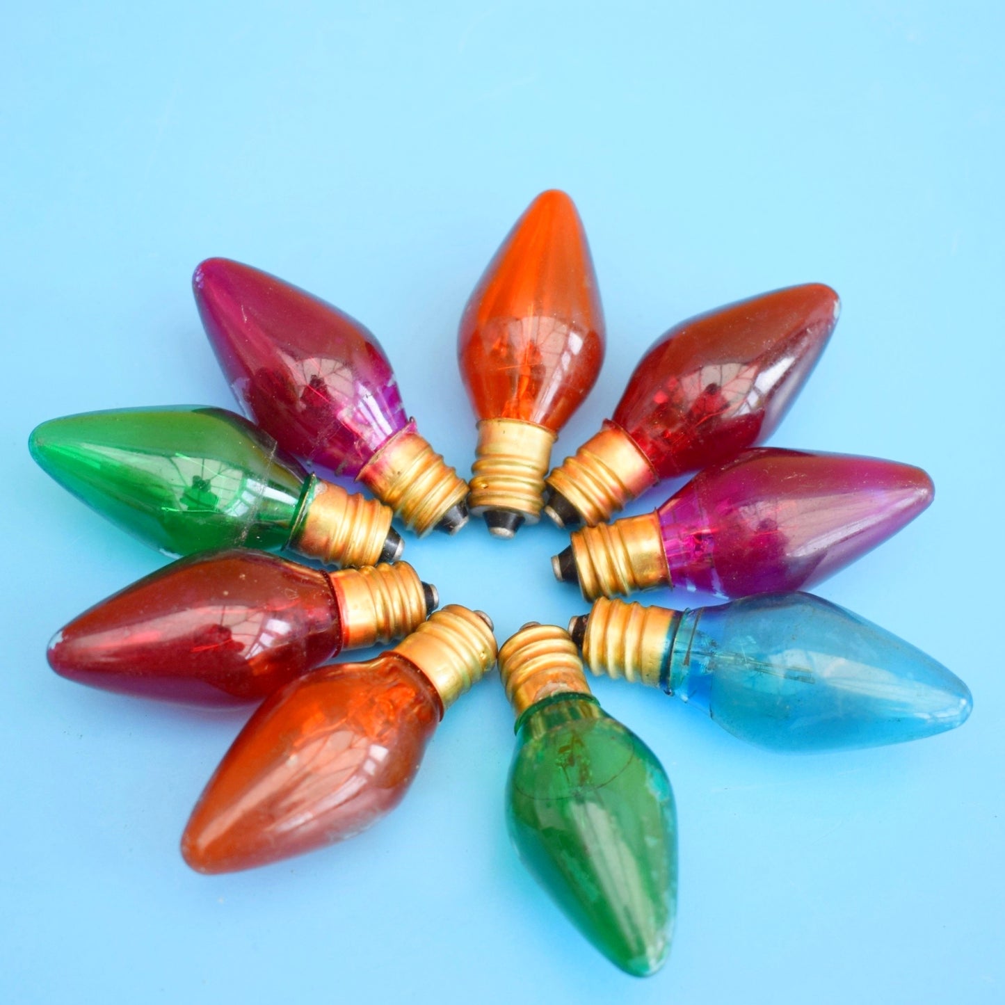 Vintage 1970s Replacement Christmas Light Bulbs x9