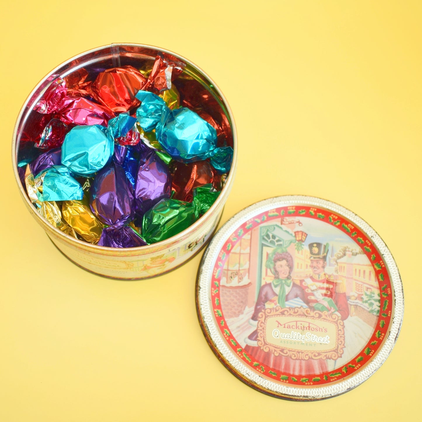 Vintage 1950s Quality Street Tin & New Chocolates - Small