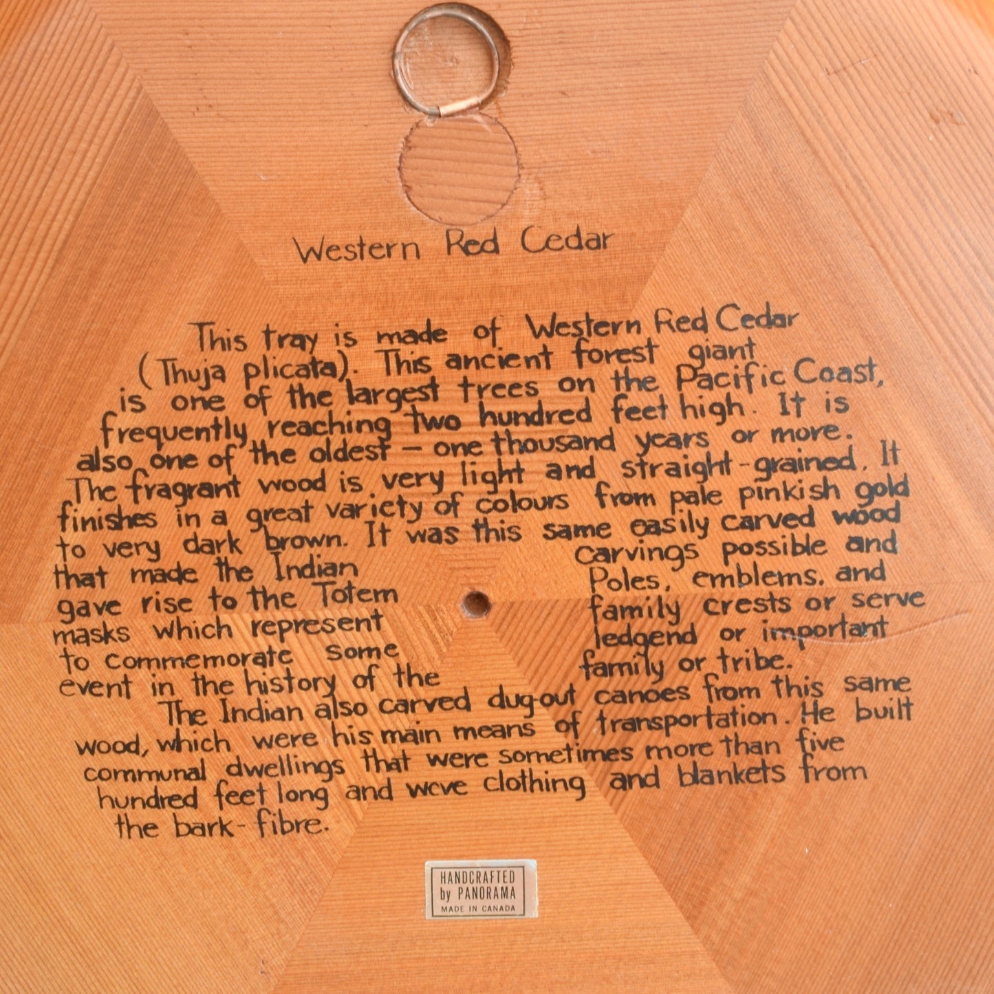 Vintage 1950s Wooden Drinks Tray - Cedar Wood - Canadian