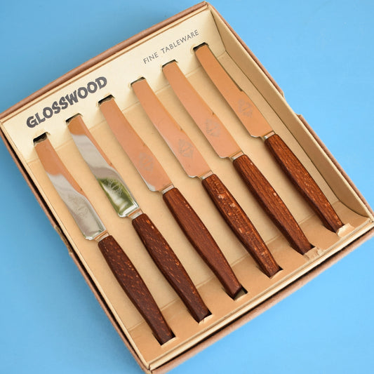 Vintage 1960s Teak Glosswood Tea Knives- Boxed