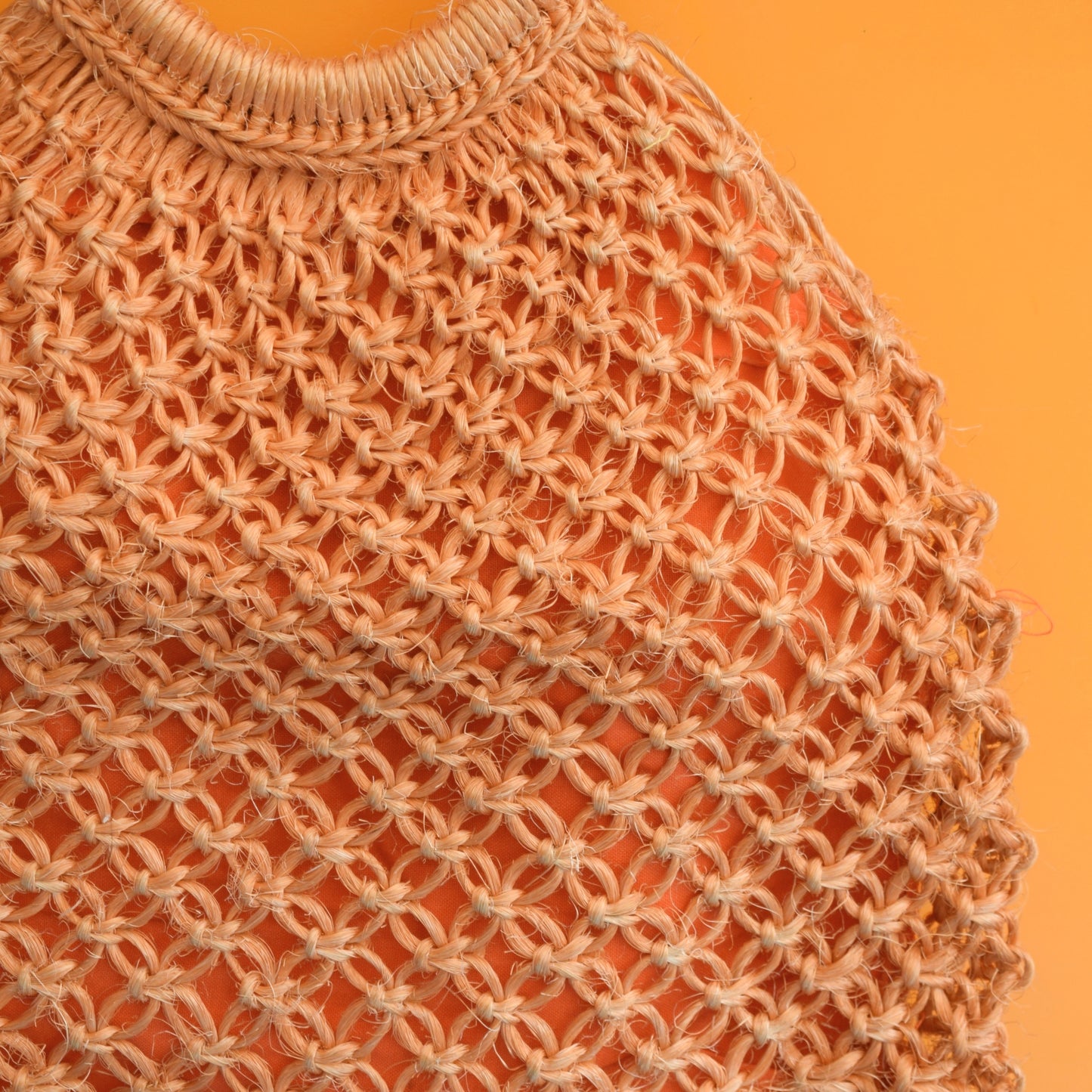 Vintage 1970s Woven Hessian/ Jute / Macrame Shopping Bag