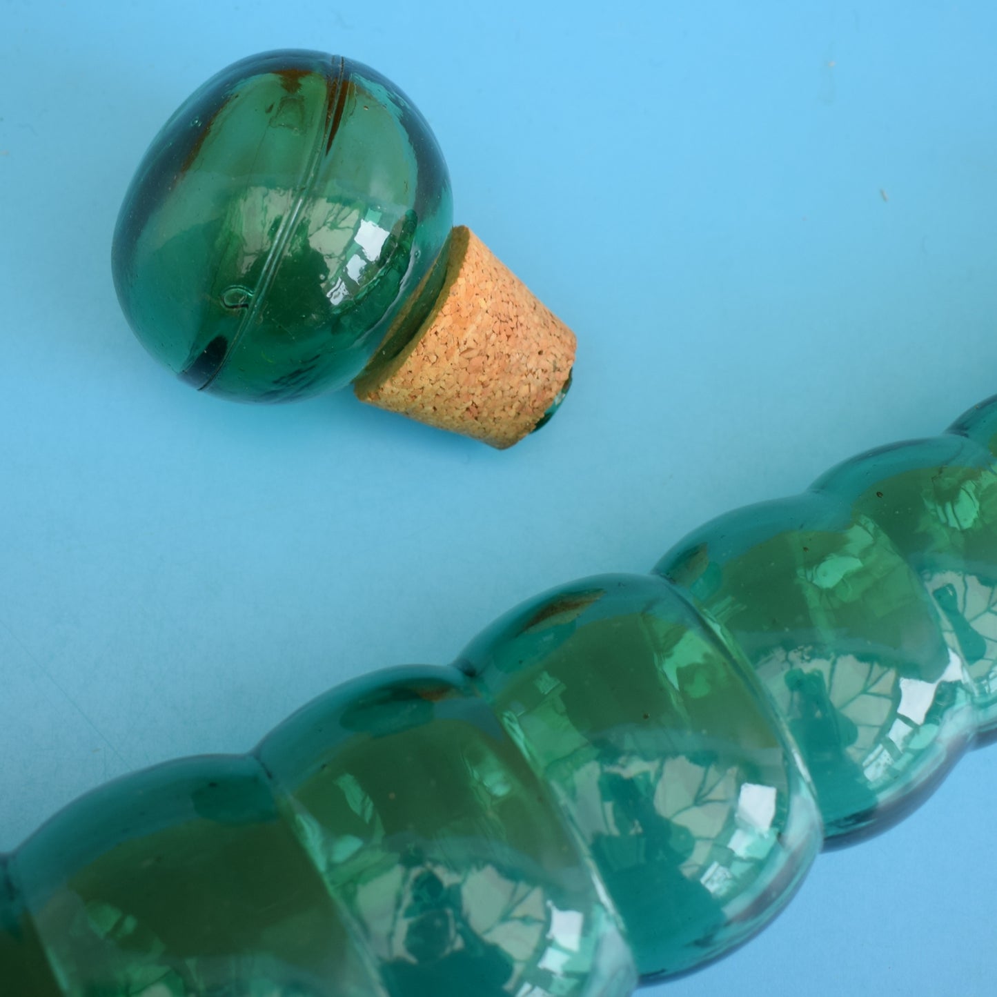 Vintage 1960s Spanish Glass Genie Bottle - Emerald