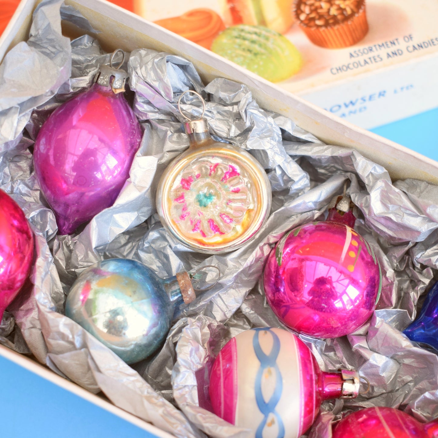 Vintage 1960s Glass Special Baubles - Mixed - Choc Box