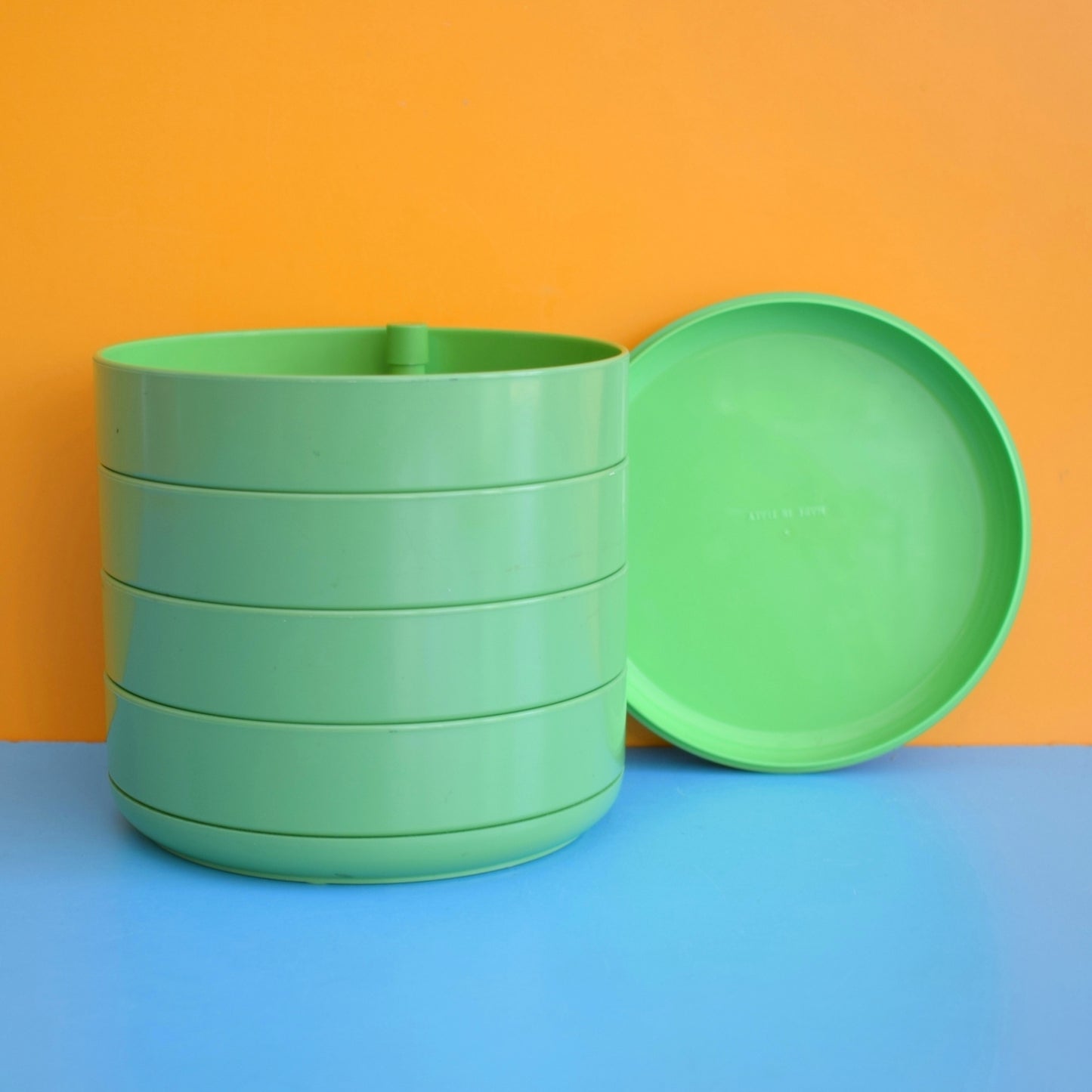 Vintage 1970s Rino Pirovano Swing Out Desk Tidy - Green Plastic