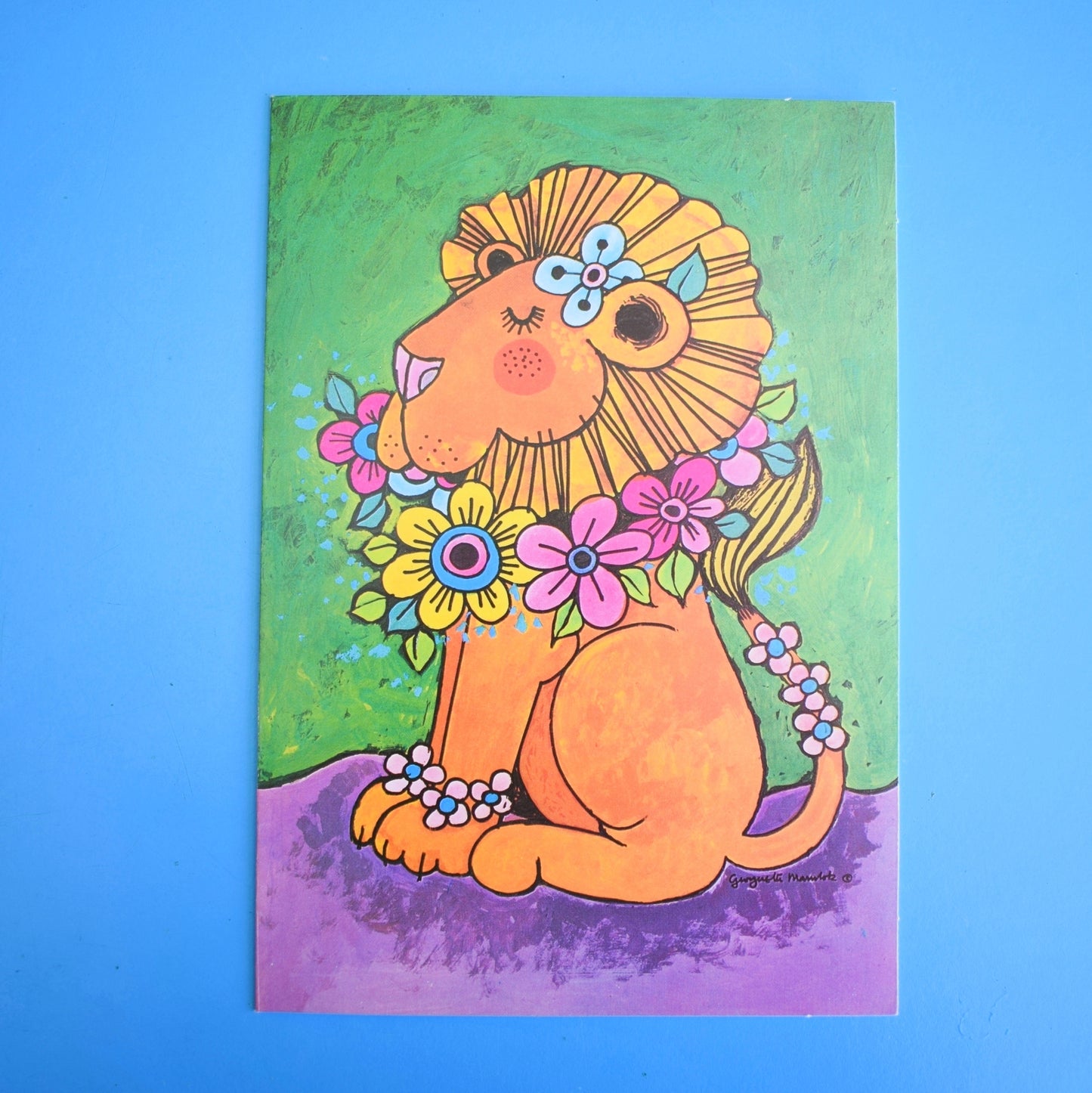 Vintage 1970s Greeting Card - by Gwyneth Mamlok - Leo, Green