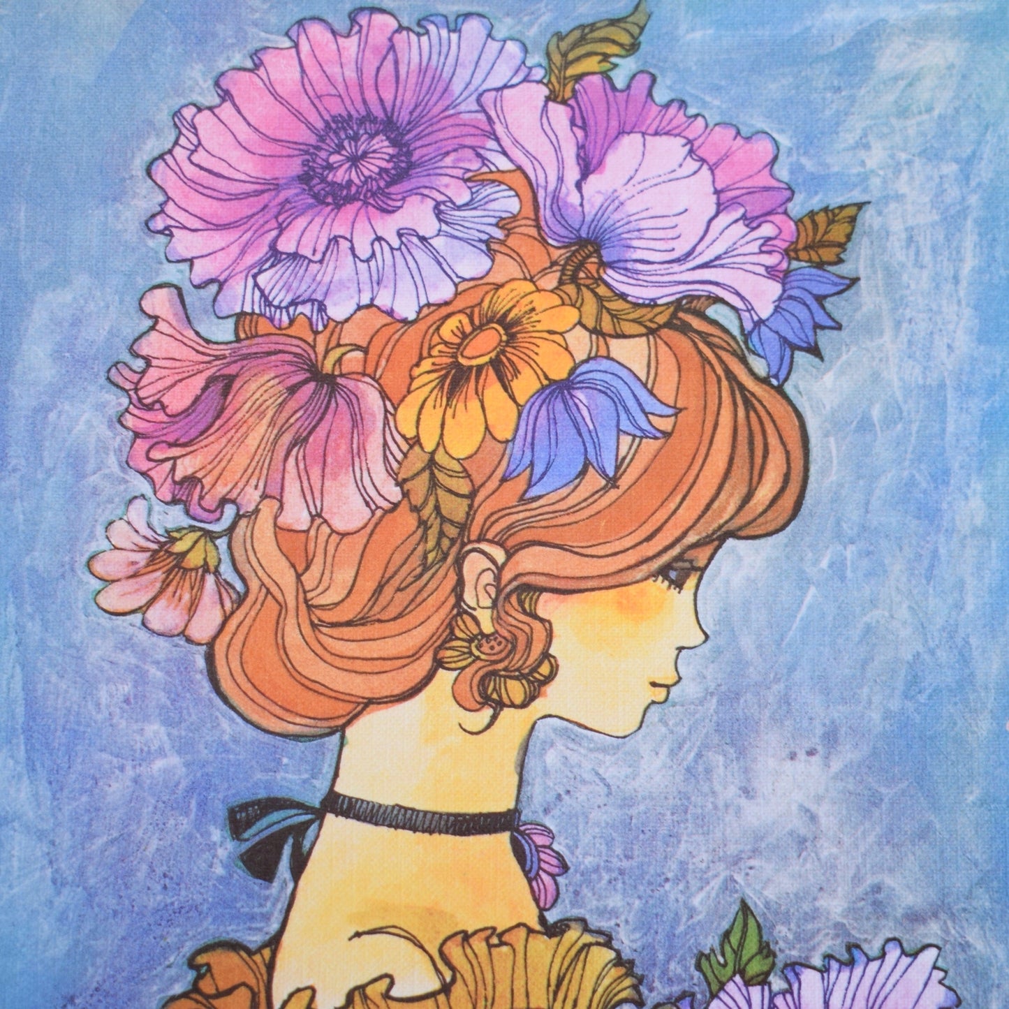 Vintage 1970s Large Greeting Card - by Gwyneth Mamlok - Poppy Girl