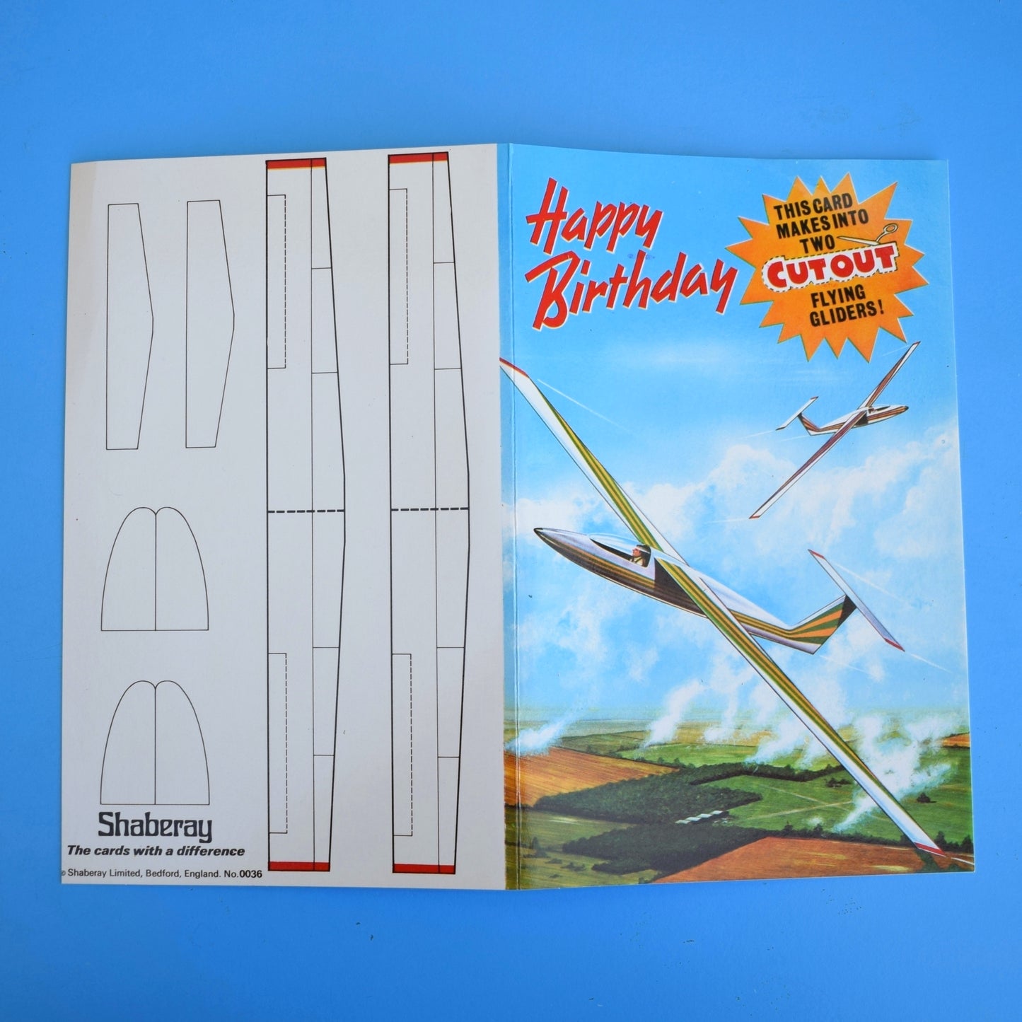 Vintage 1970s Greeting Card - Cut Out - Flying Glider Model