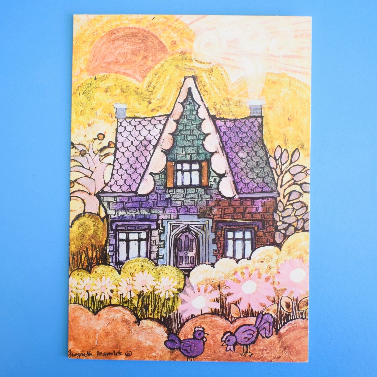 Vintage 1970s Greeting Card - by Gwyneth Mamlok - Country Cottage by Eric's Cards