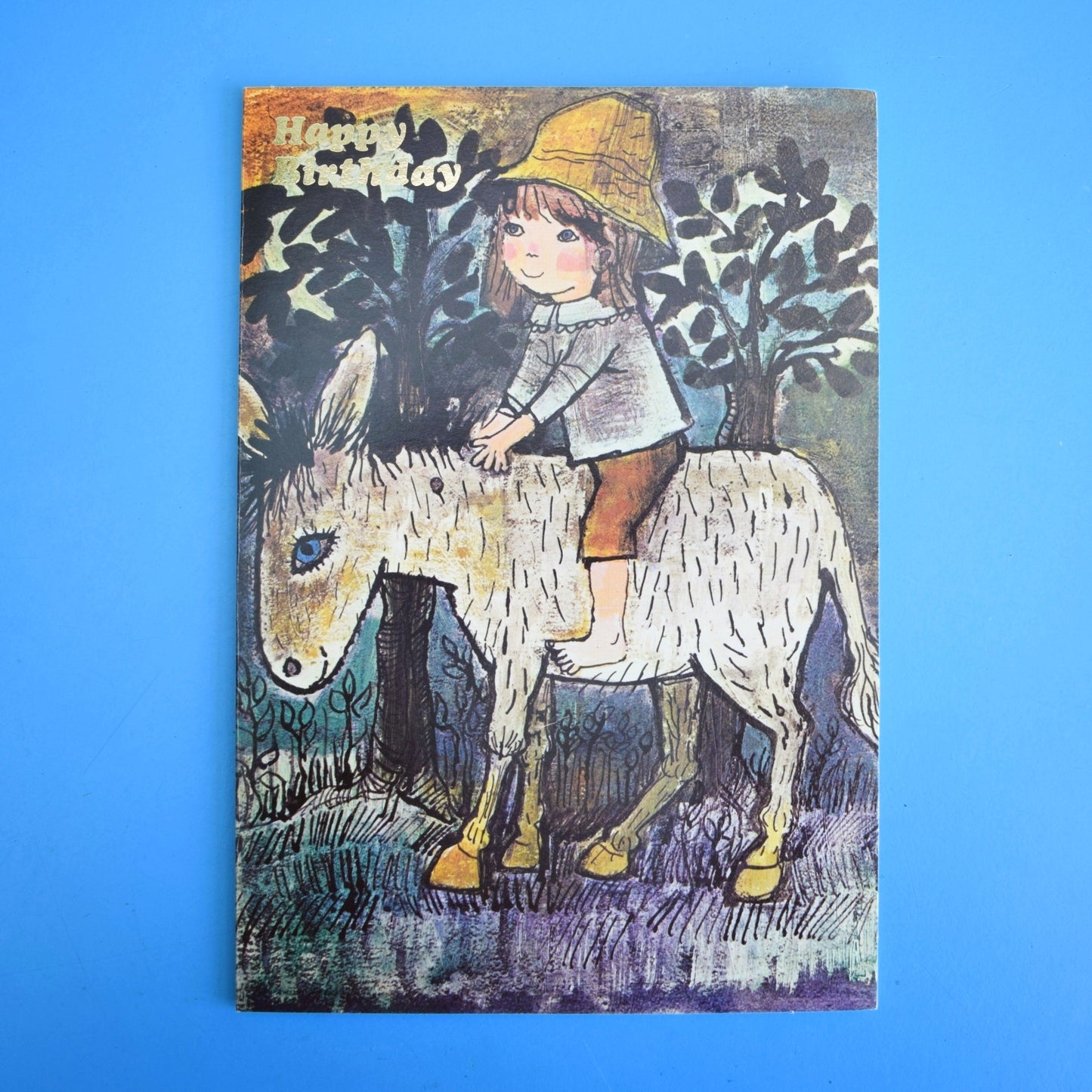Vintage 1970s Greeting Card - by Gwyneth Mamlok - Donkey Boy