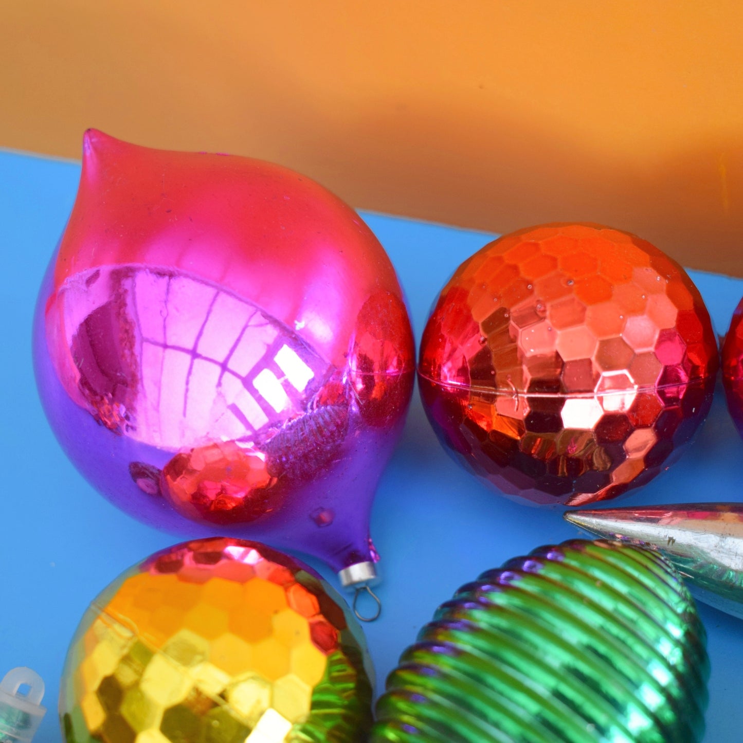 Vintage 1970s Plastic Christmas Mixed Decs - Disco/ Shapes x27