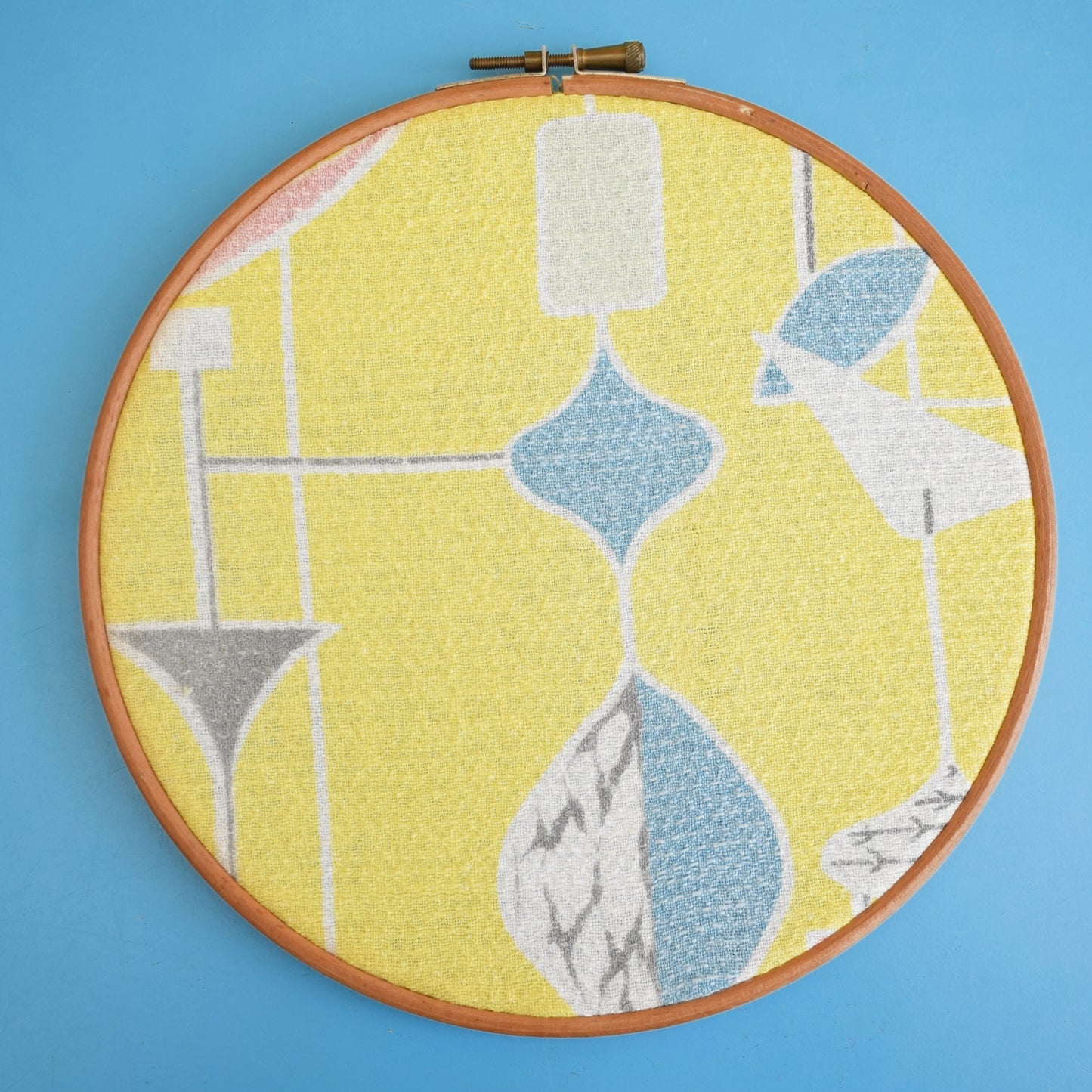 Vintage 1950s Fabric Wall Art Circles - Coppice- Mary White / Geometric