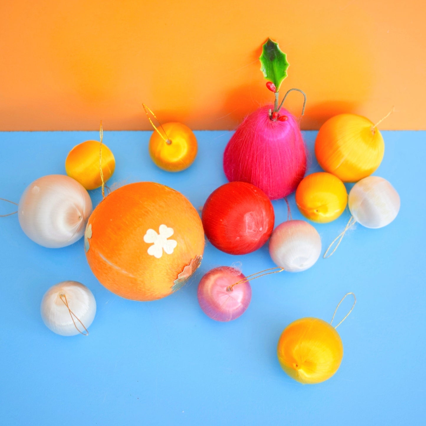 Vintage 1970s Satin Christmas Baubles - Mixed