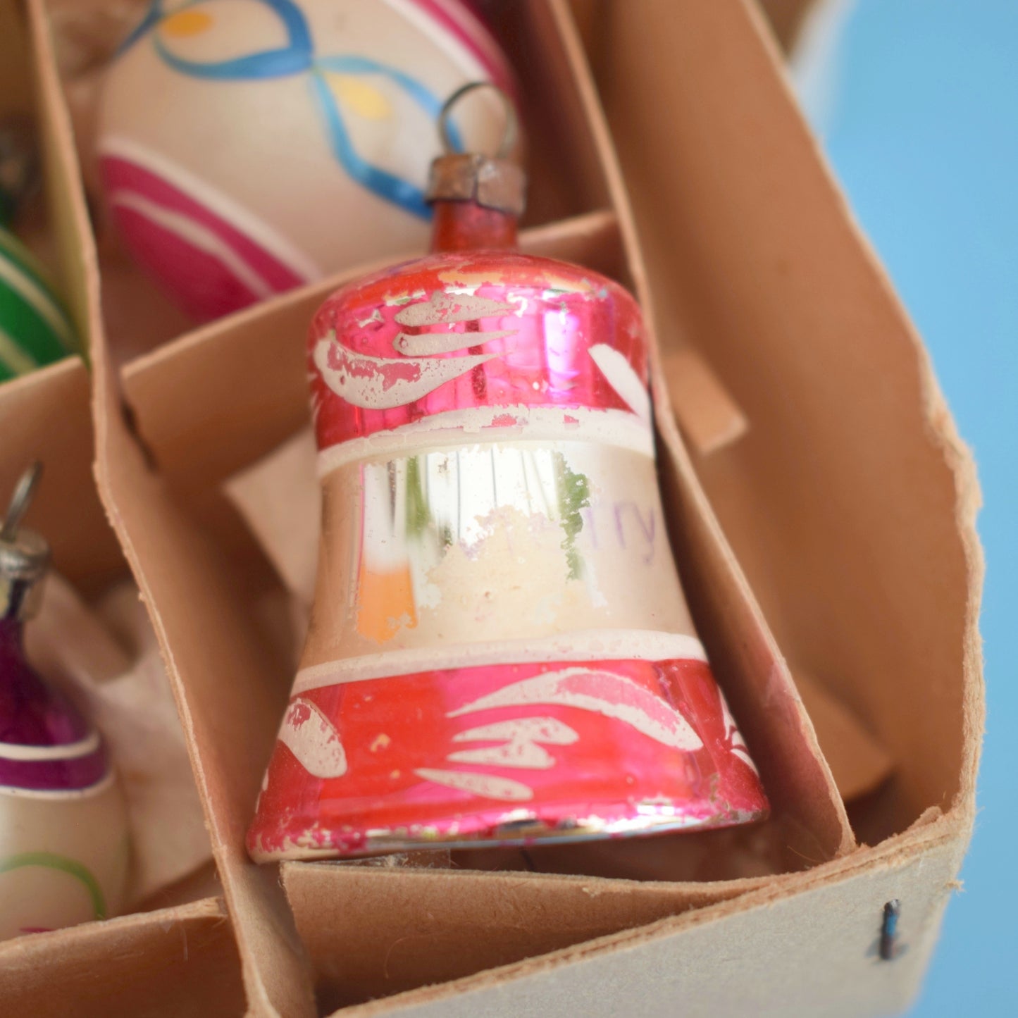 Vintage 1960s Glass Mixed Christmas Baubles - 12 Small