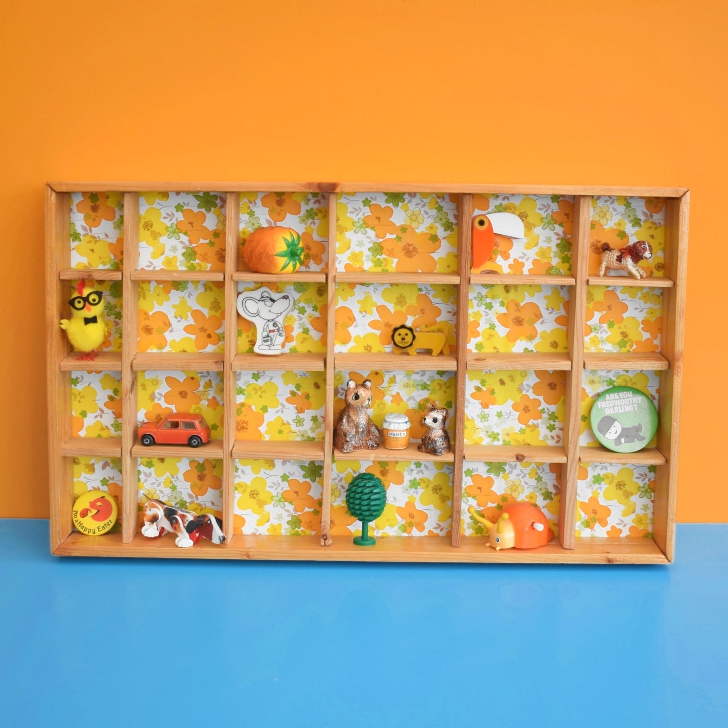 Vintage 1990s Wooden Display Unit - Vintage Vinyl Print Update by Pineapple Retro