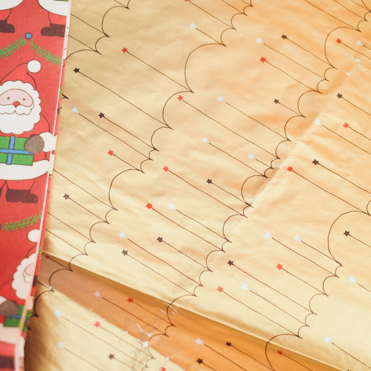 Vintage 1970s Christmas Wrapping Paper - Mixed