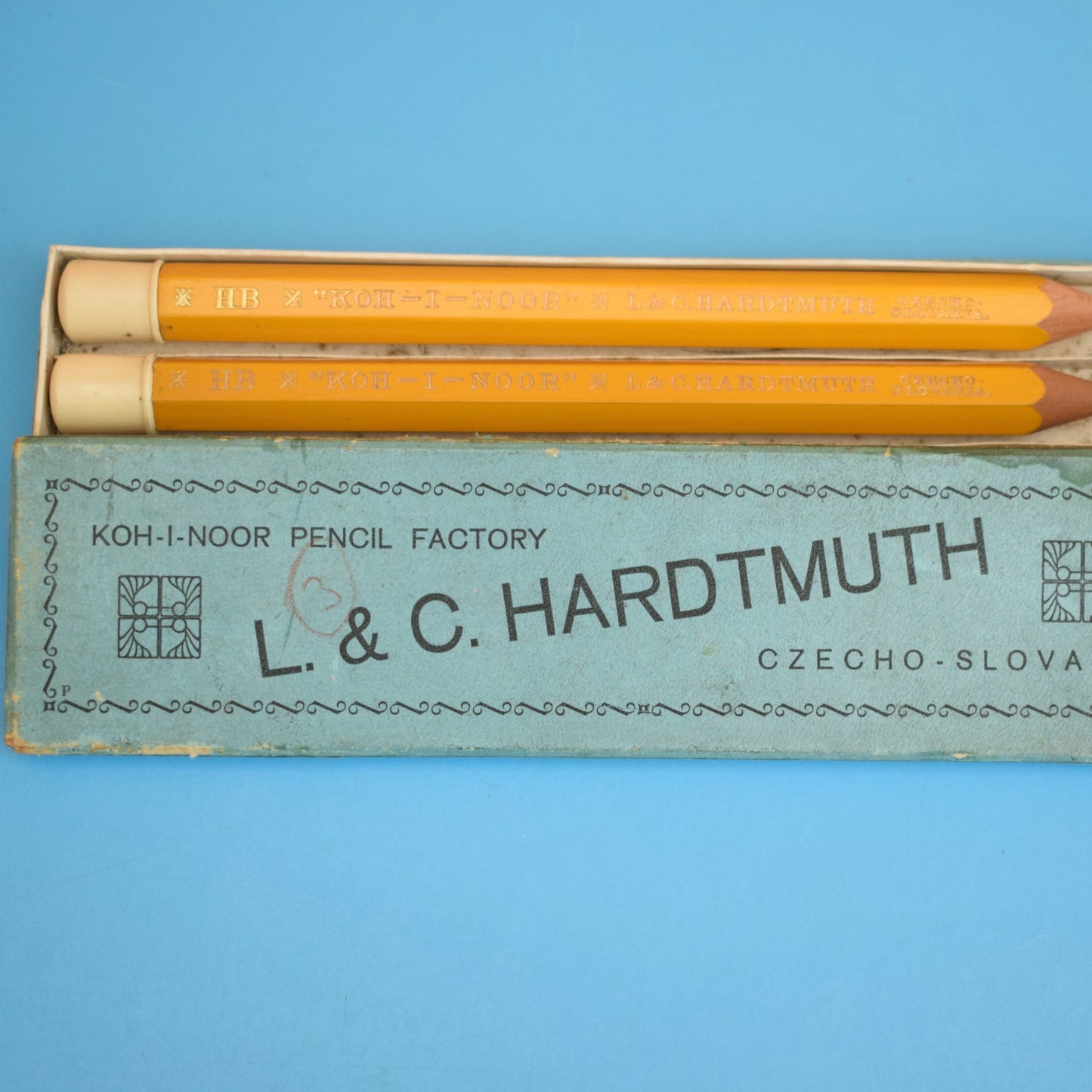 Vintage 1960s Yellow Jumbo Pencils - L&C Hardtmuth Slovakia - Boxed