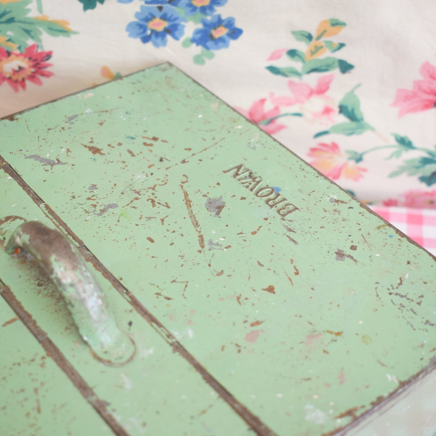 Vintage 1950s Metal Shoe Cleaning Box - Tala - Sage Green by Pineapple Retro