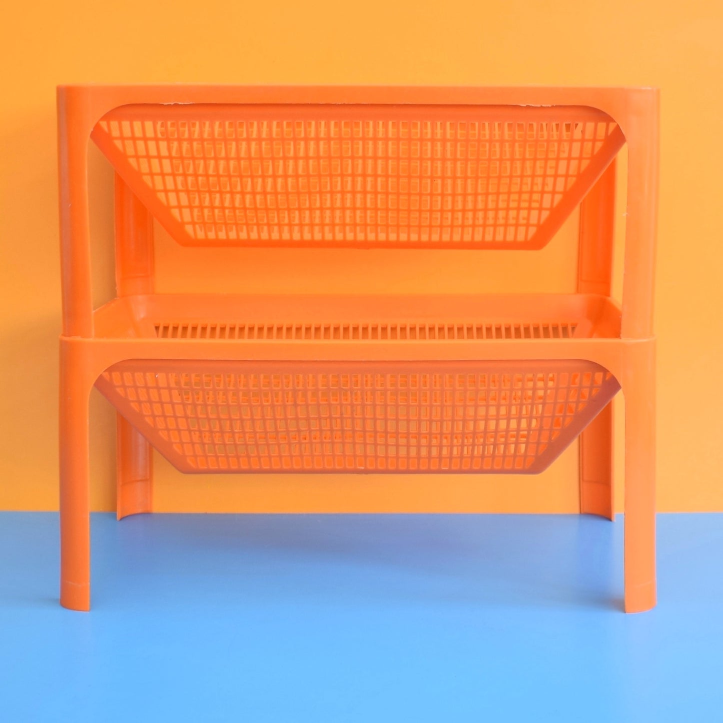 Vintage 1970s Plastic Storage / Vegetable Rack - Laricol - Orange x2
