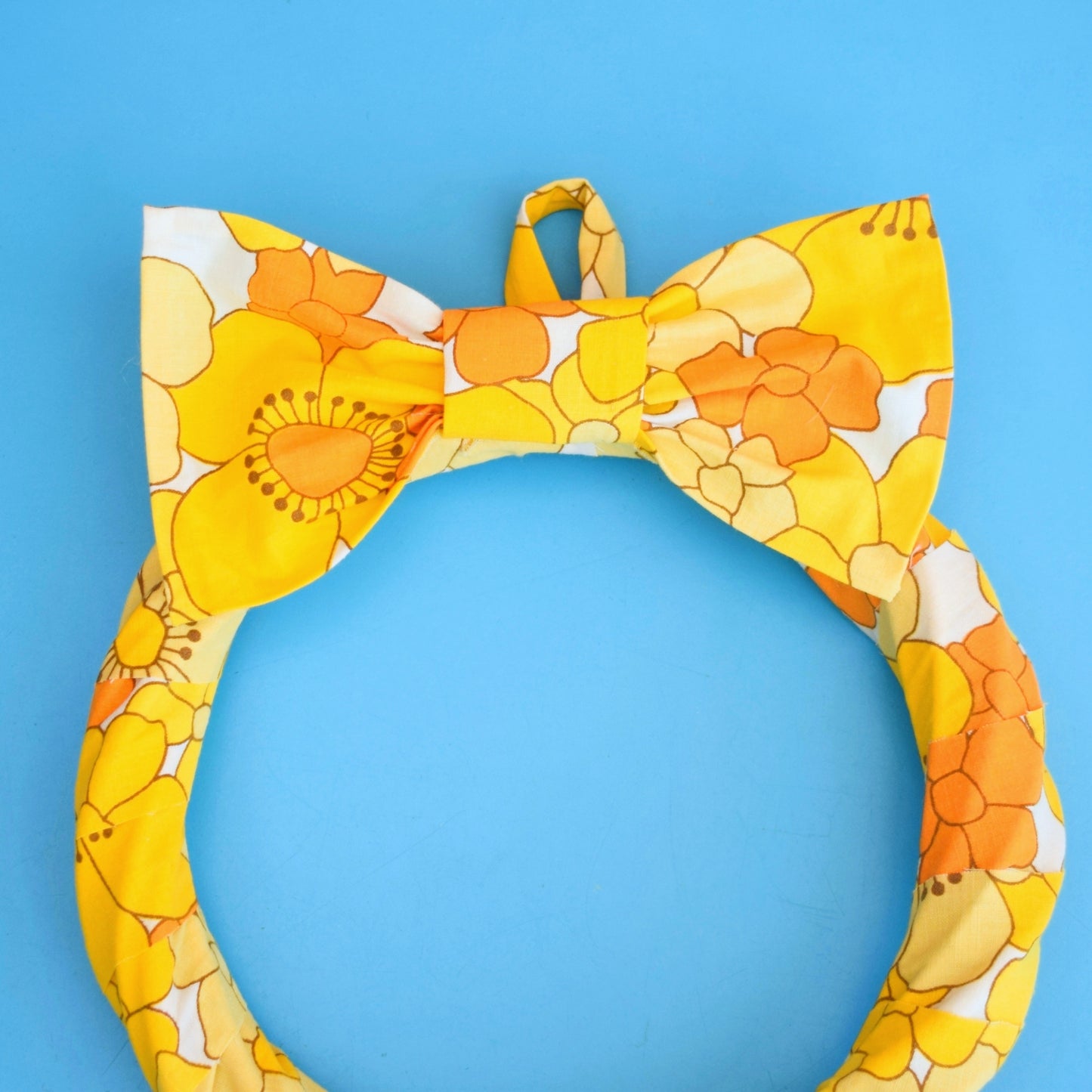 Vintage 1970s Easter / Spring Wreath Made With Vintage Fabric - Flower Power