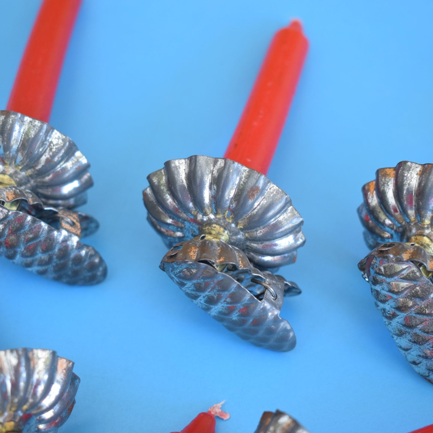 Vintage 1960s Christmas Tree Candle Clips x6