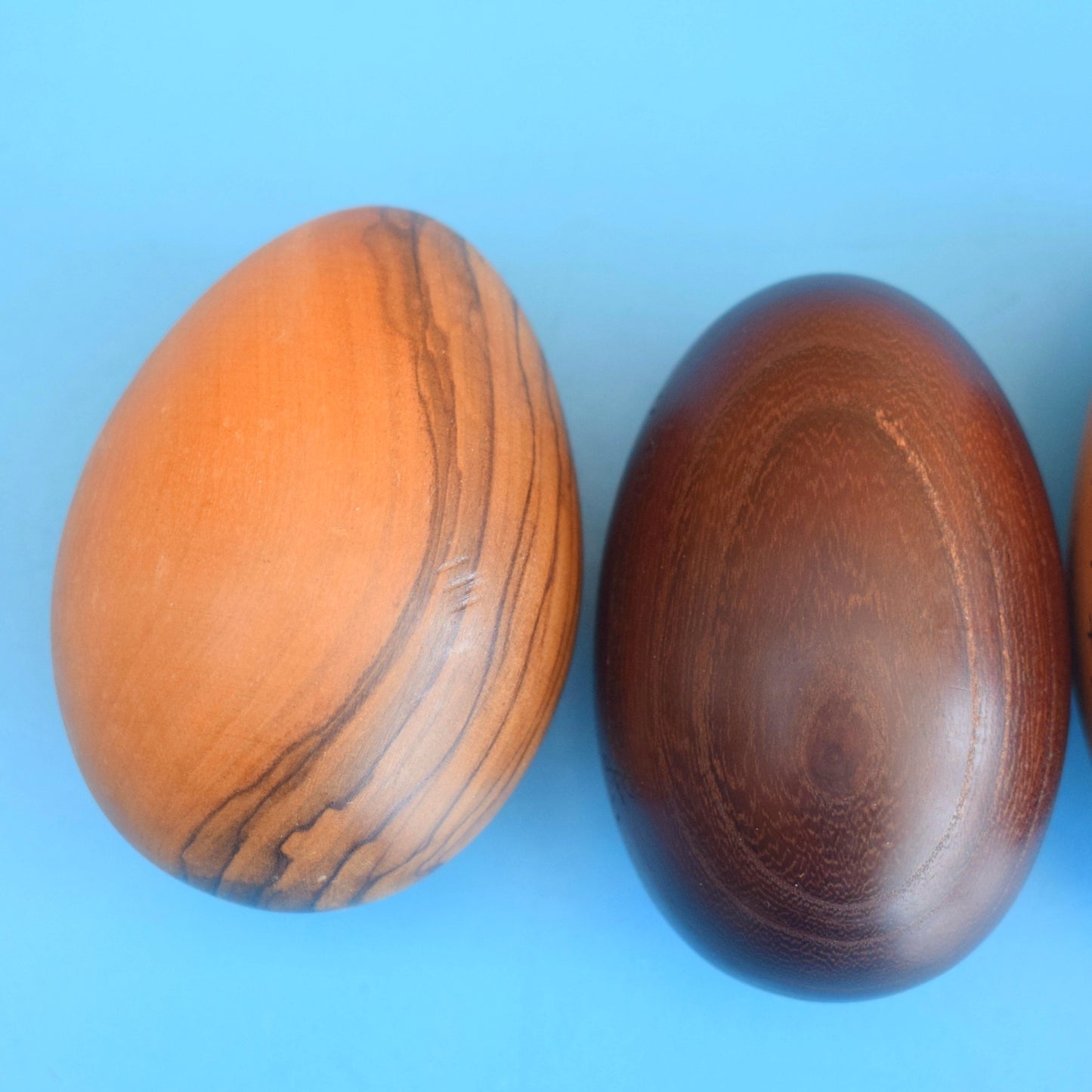 Vintage 1970s Tactile Wooden / Agate Eggs - Handmade by Vintage