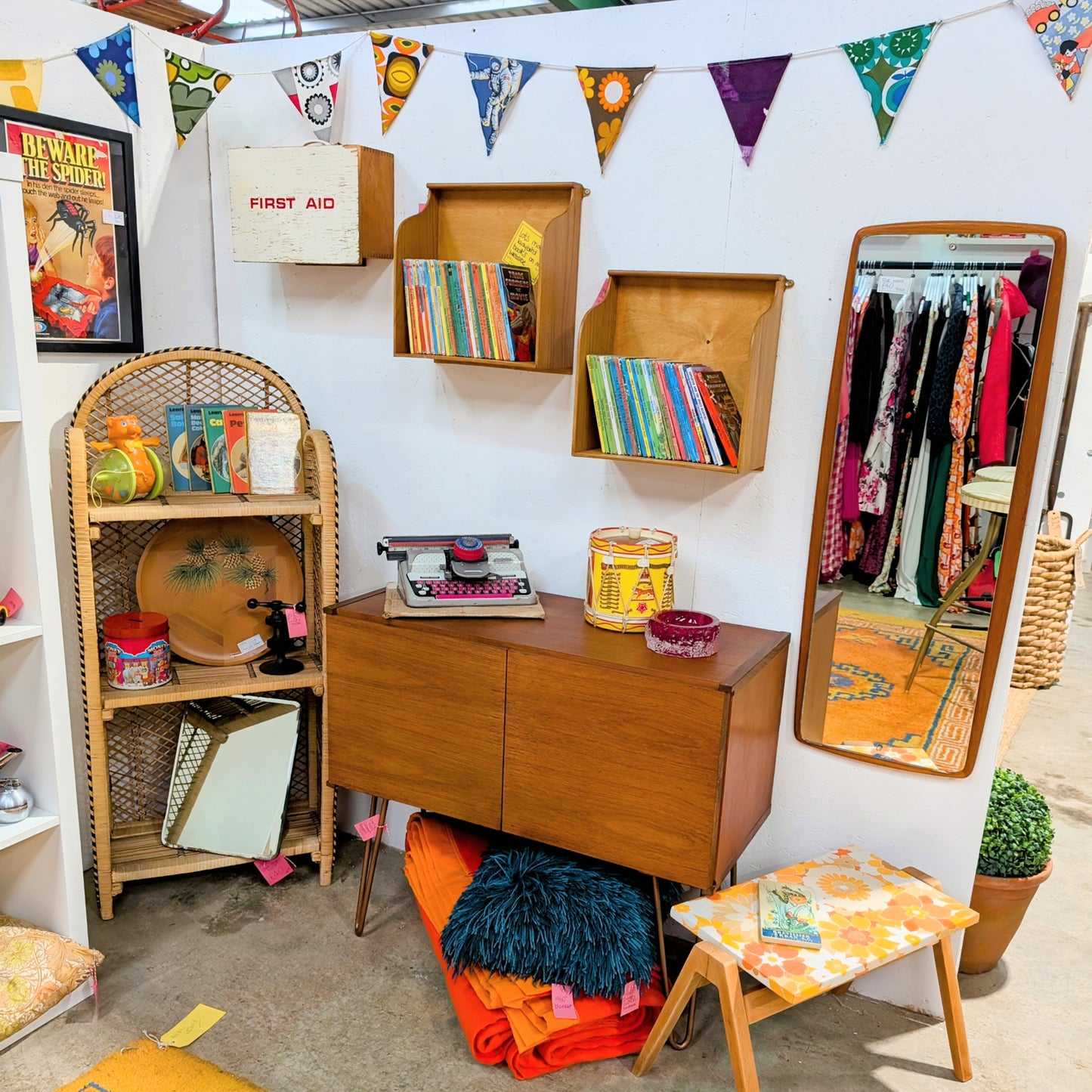 Vintage 1950s Wooden Display Shelf / Old Drawer