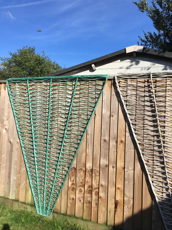 Vintage Fibreglass Strand Trellis Panels - Russell Woodard - Green