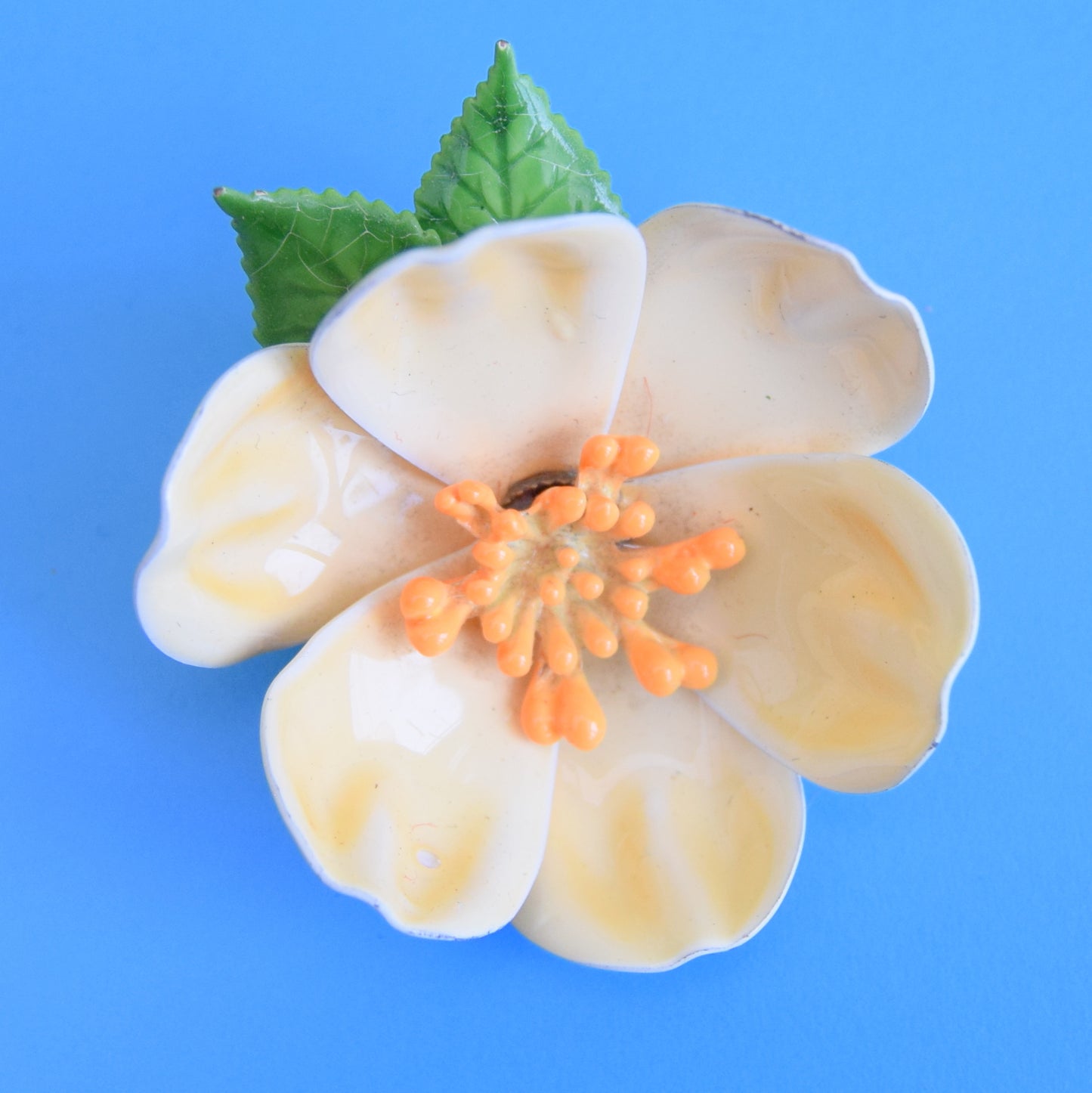 Vintage 1970s Enamel Brooch Pins - Flower Designs - Yellows
