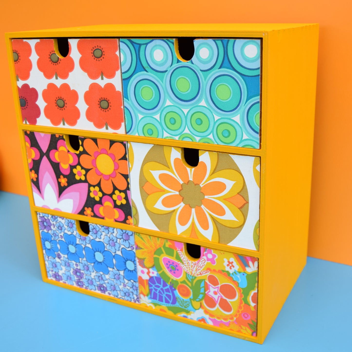 Small Wooden Drawer Unit - Vintage Wallpapers - Patchwork