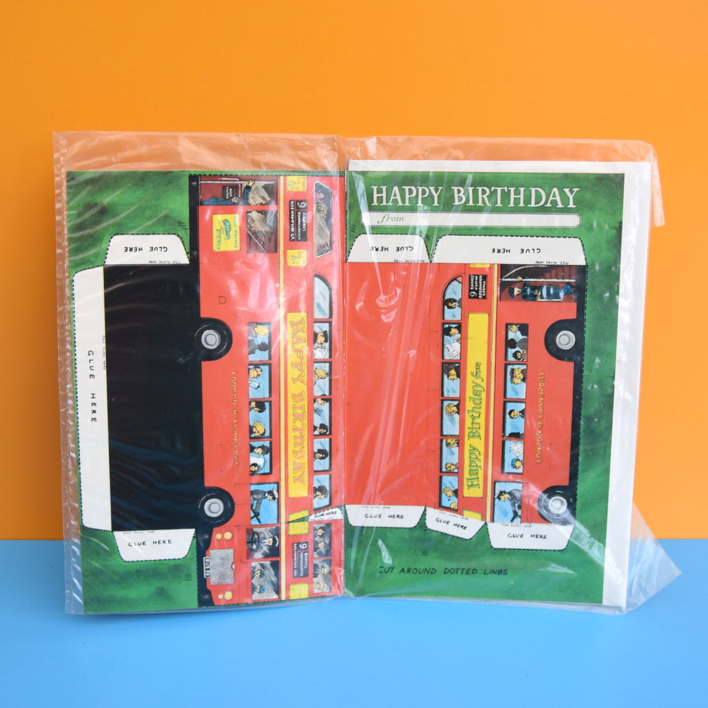 Vintage 1970s Greeting Card - Cut Out - Happy Birthday - Red London Bus