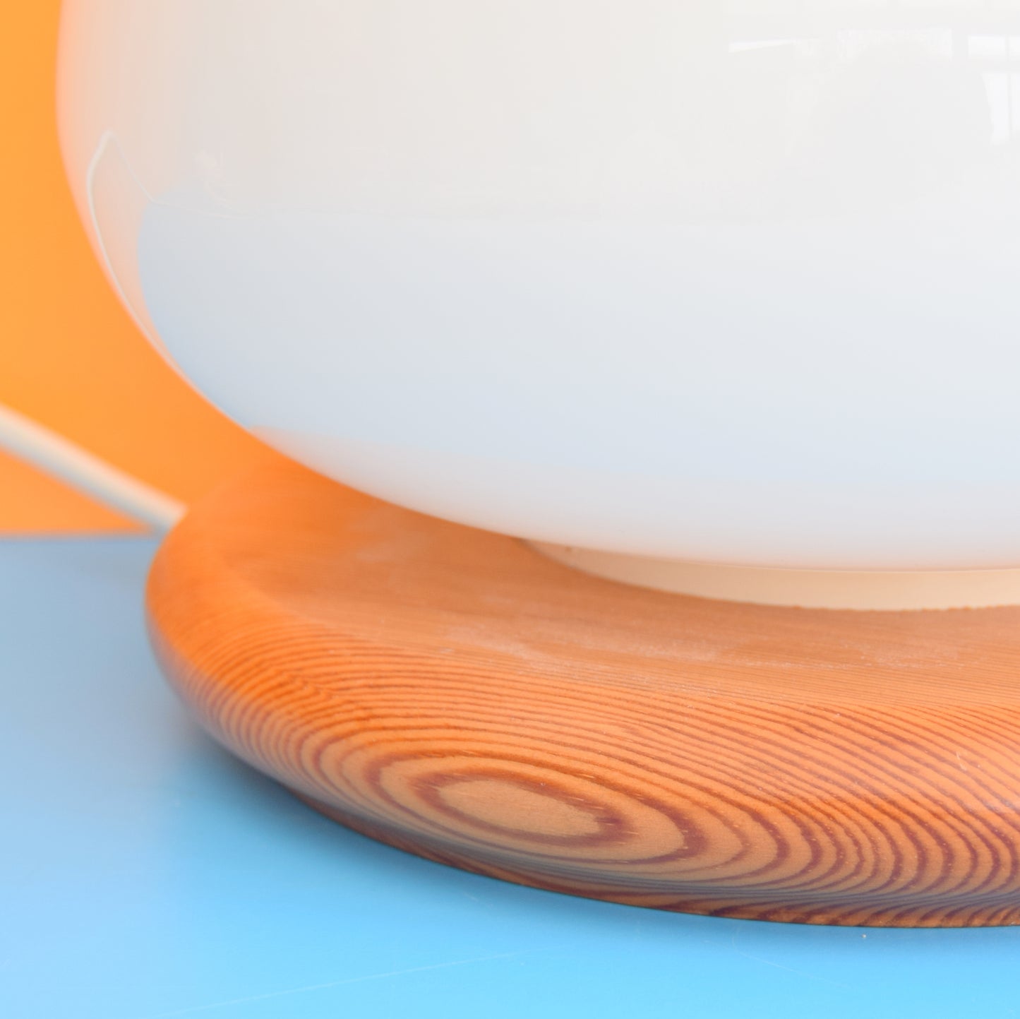 Vintage 1990s Glass / Wood Pebble Lamp - Habitat