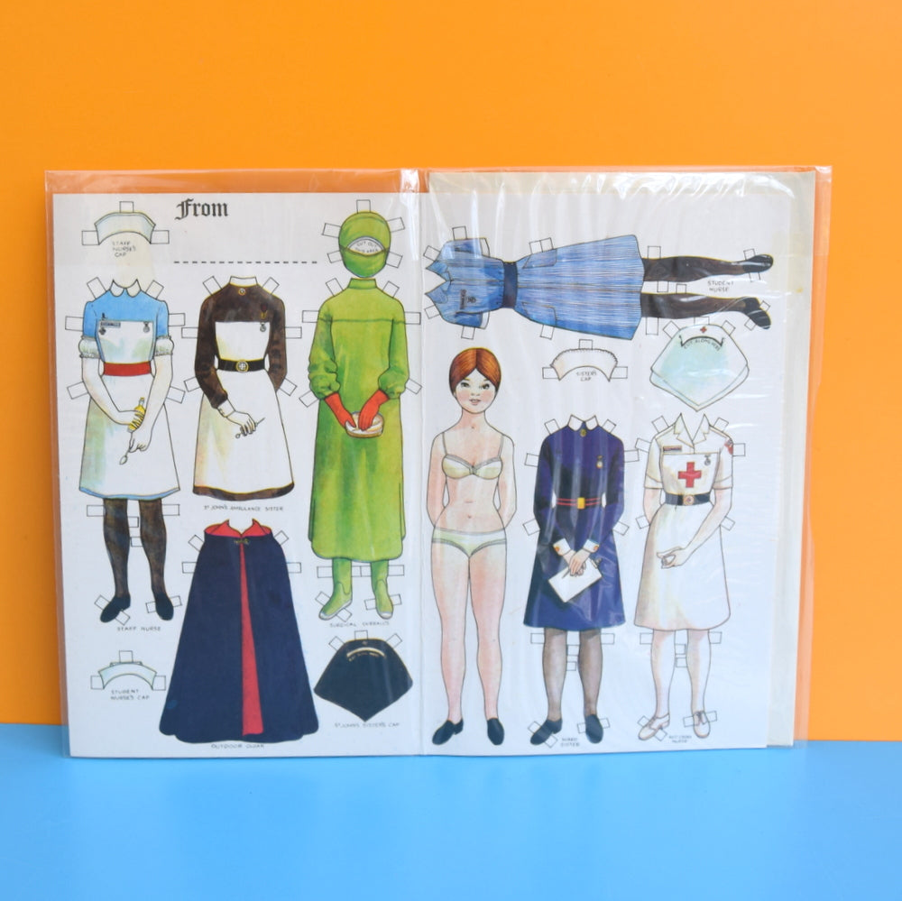 Vintage 1970s Greeting Card - Cut Out - Get Well Soon - Nurse