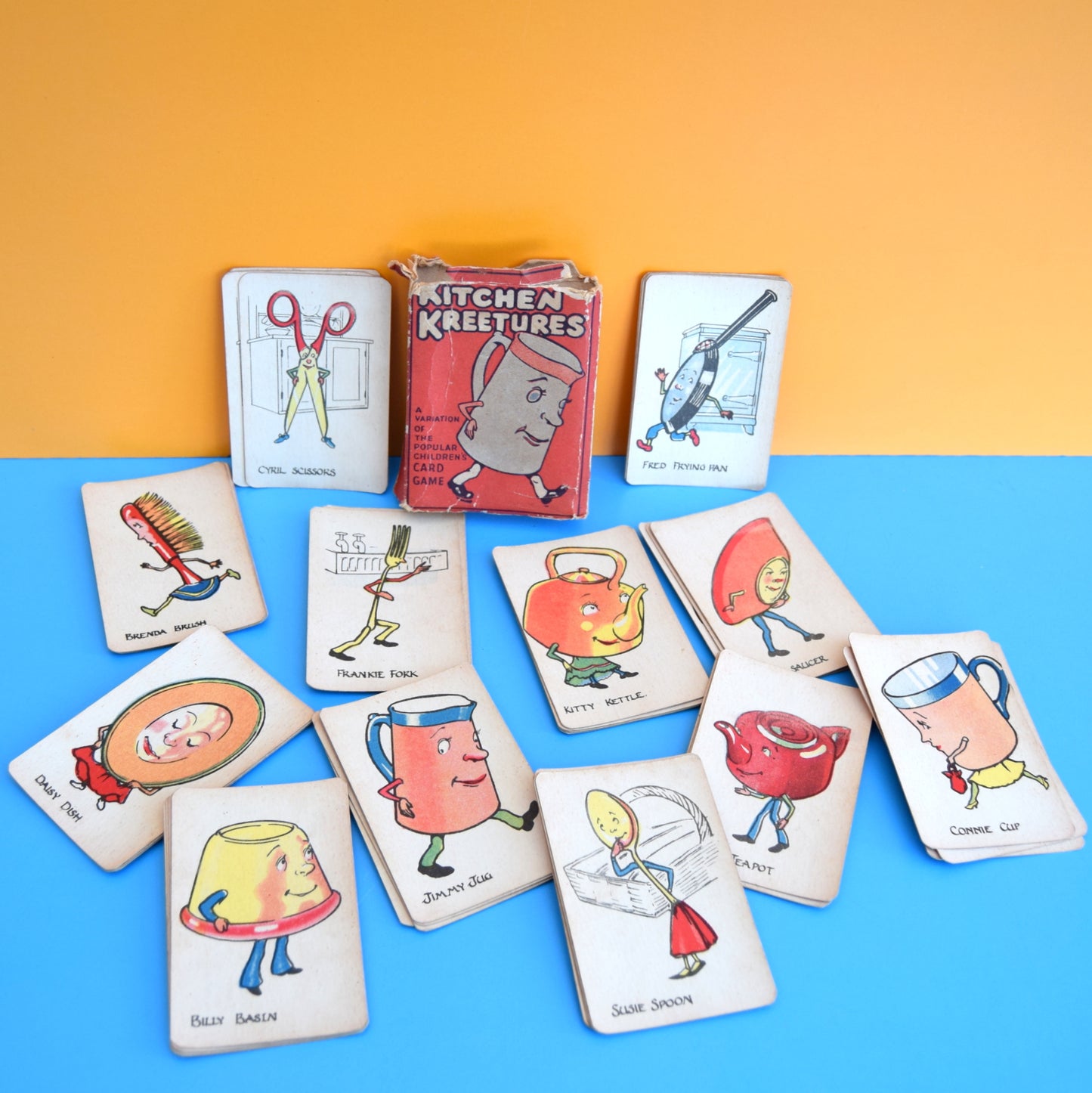 Vintage 1940s Kitchen Kreetures Card Game - Ideal For Framing by Vintage